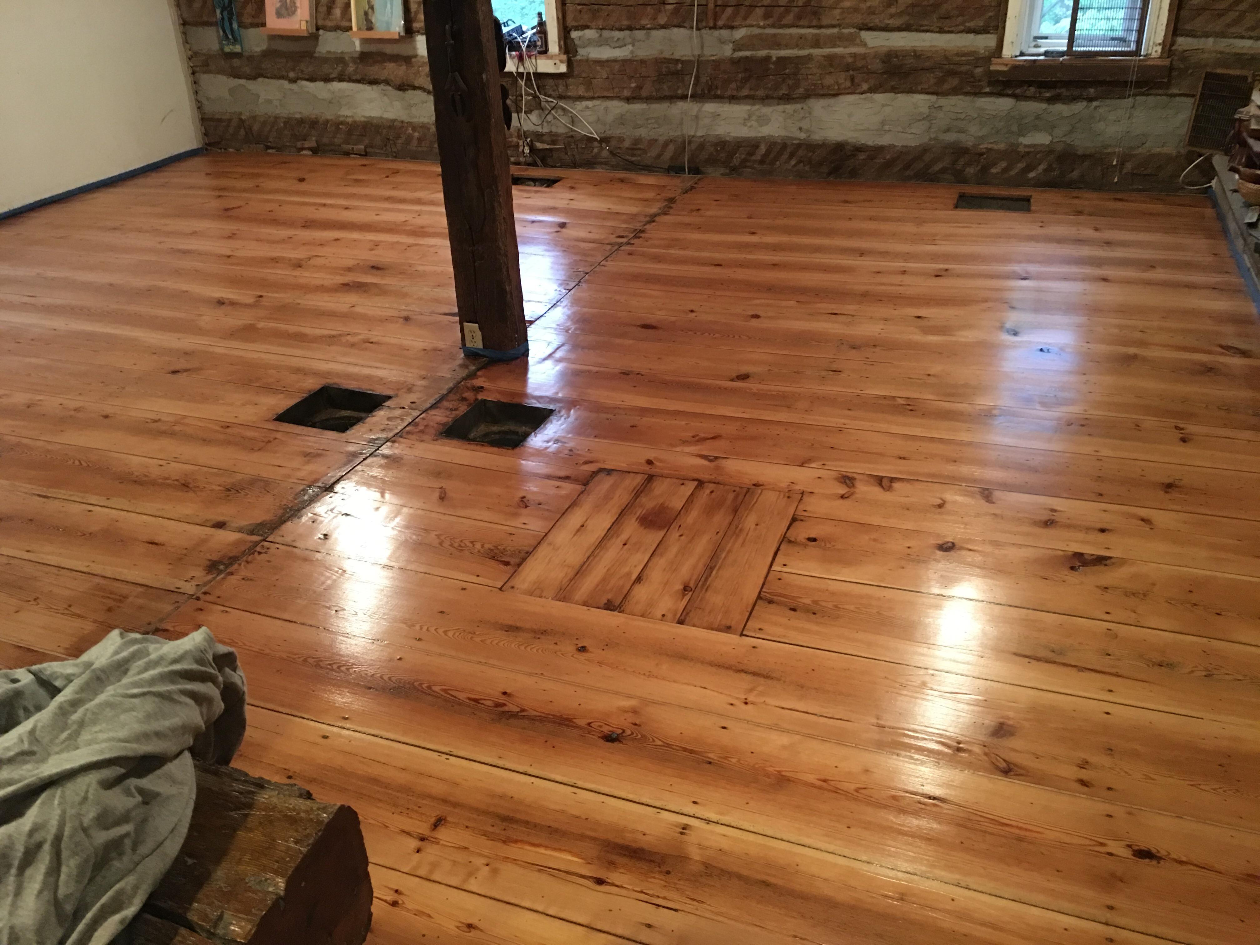 Freshly sanded and finished pine floors in my 275 year old house. r