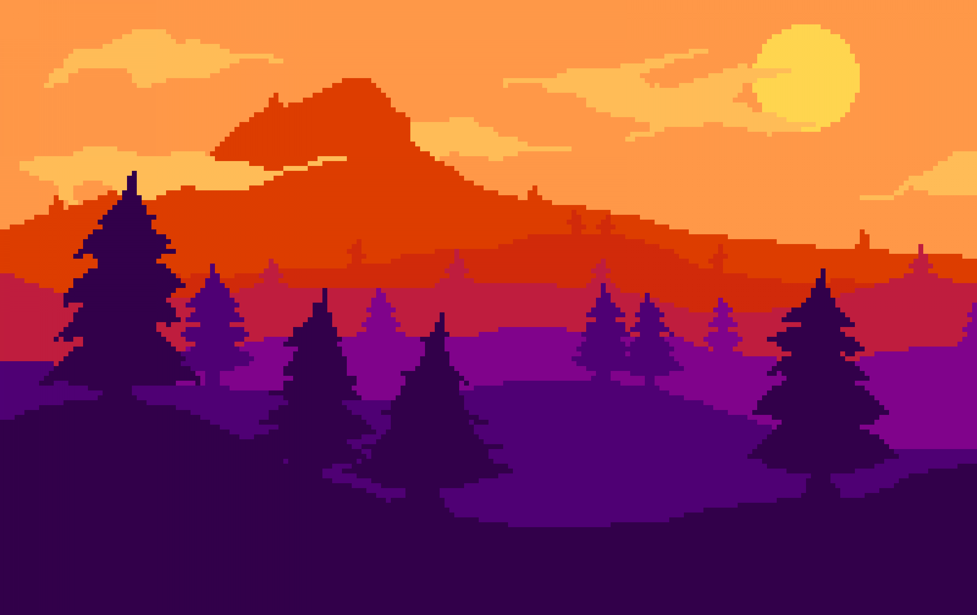 My first pixel art landscape (strongly I guess) inspired by graphic