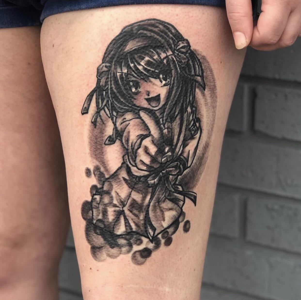Update Haruhi Suzumiya done by Nathan Menke at 301 Tattoo and Piercing