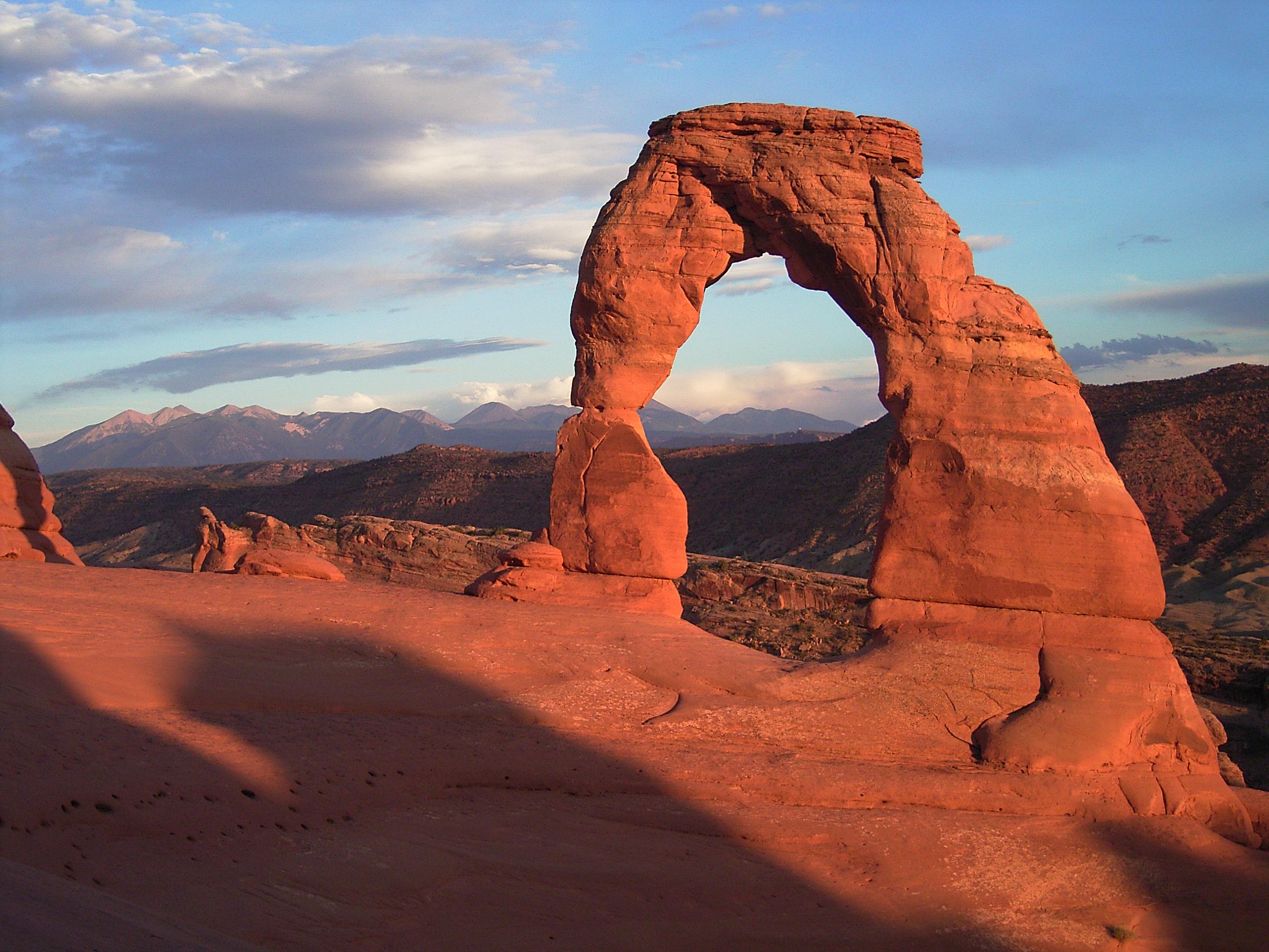 The Delicate Arch. It is a famous rock formation in Utah that is on the