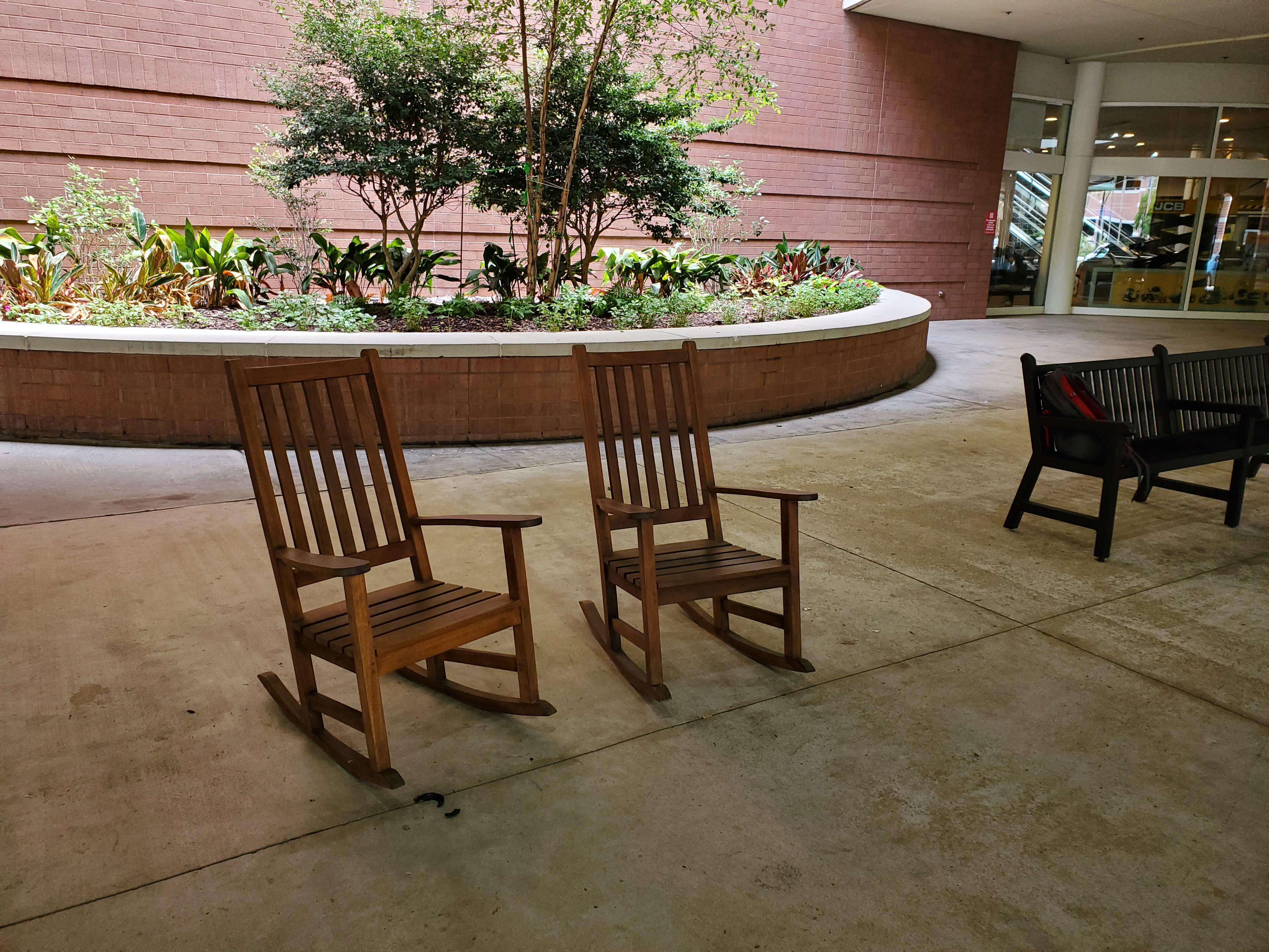 The Savannah, GA airport has rocking chairs to sit in while you wait
