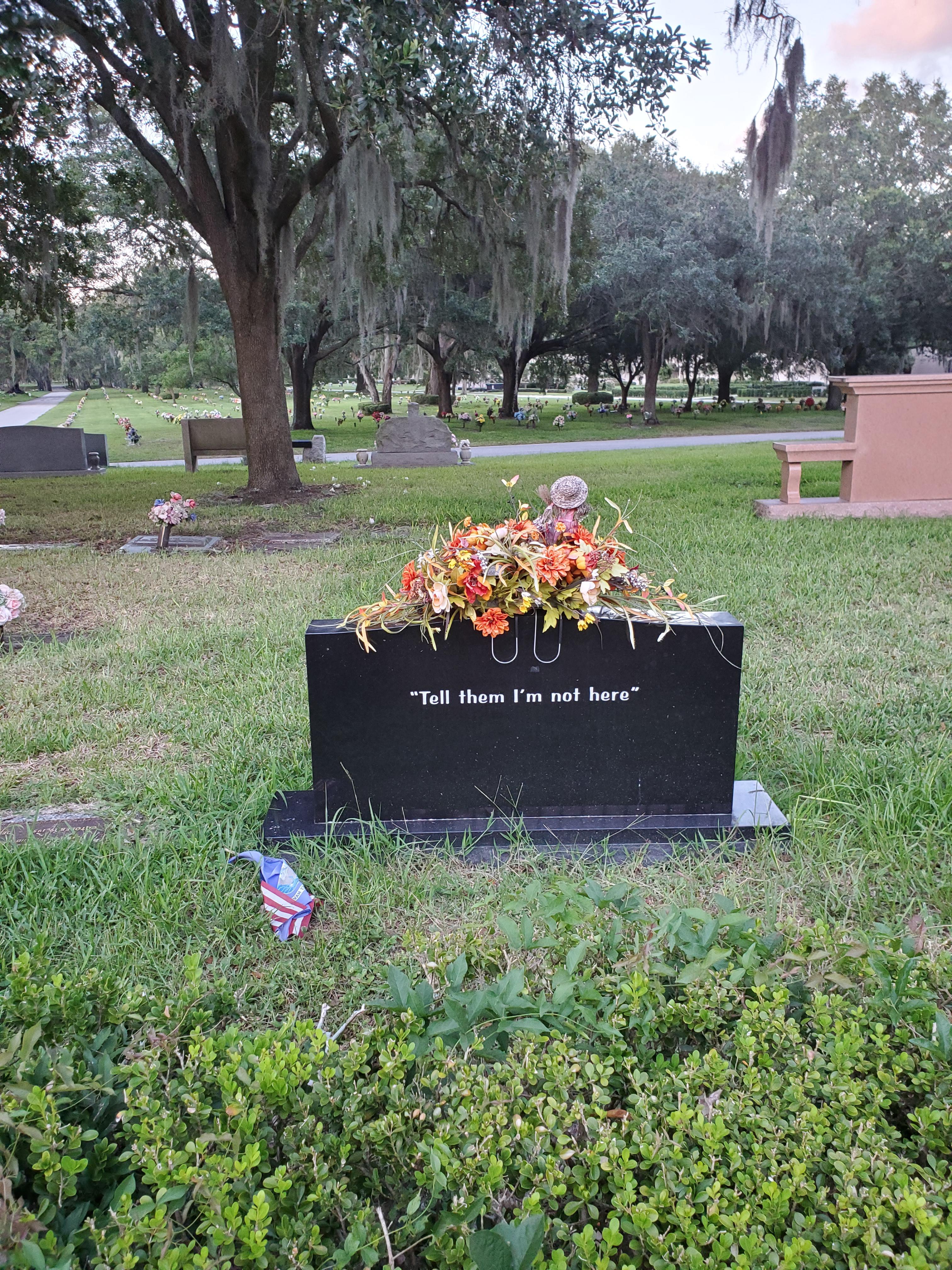 Passed by Oaklawn cemetery and this headstone's quote stuck out to me