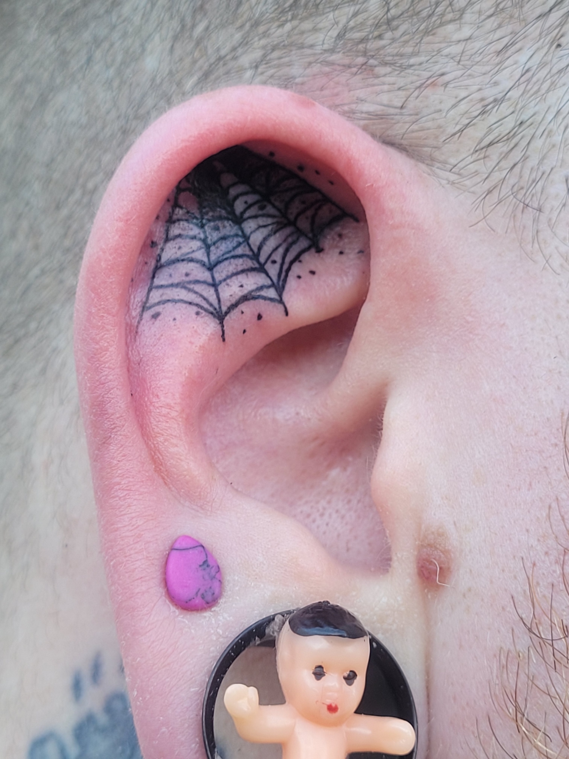 Top more than 62 spider web tattoo behind ear in.cdgdbentre
