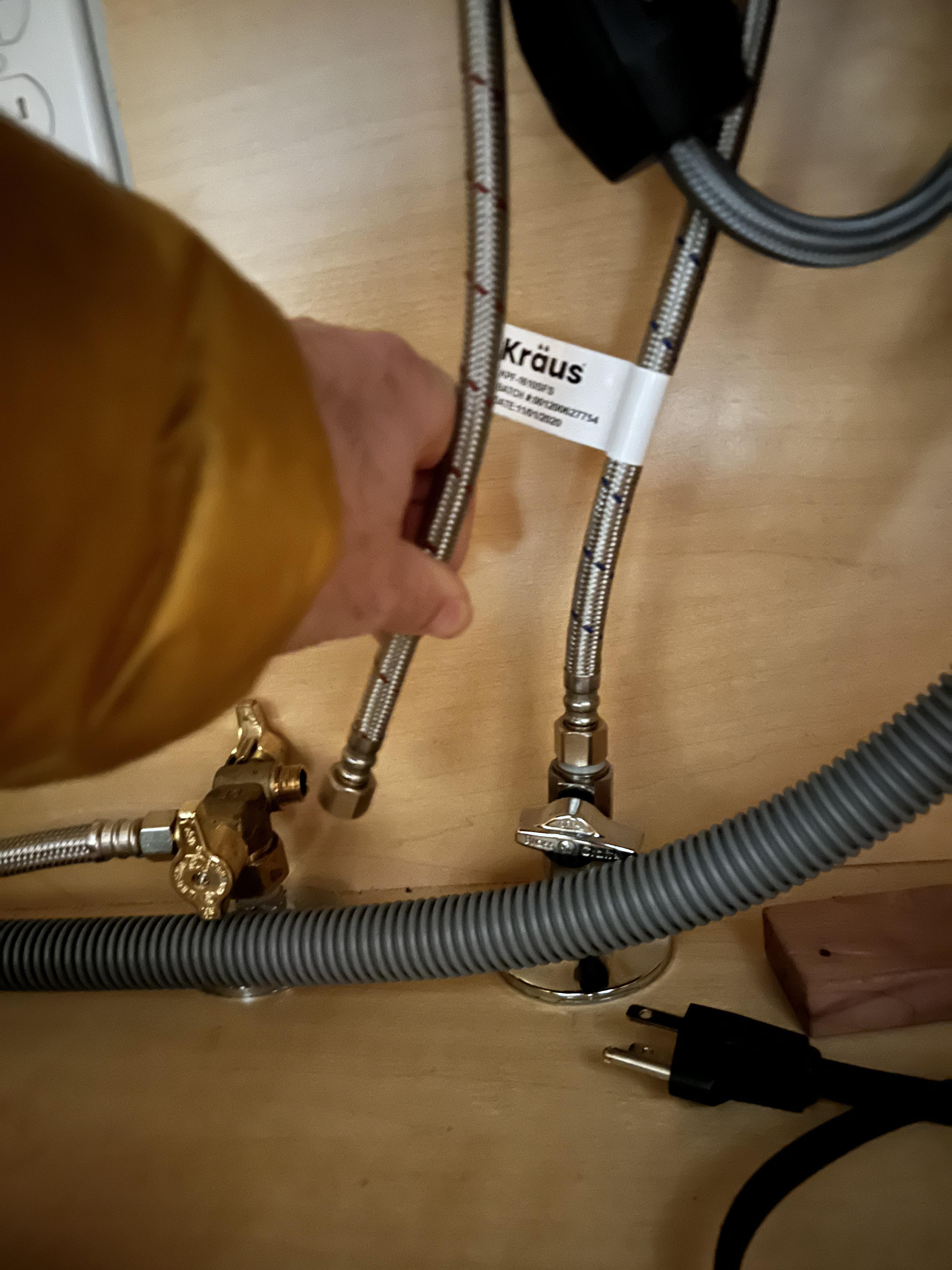 Installed new kitchen sink my hot water supply line is .5” from valve