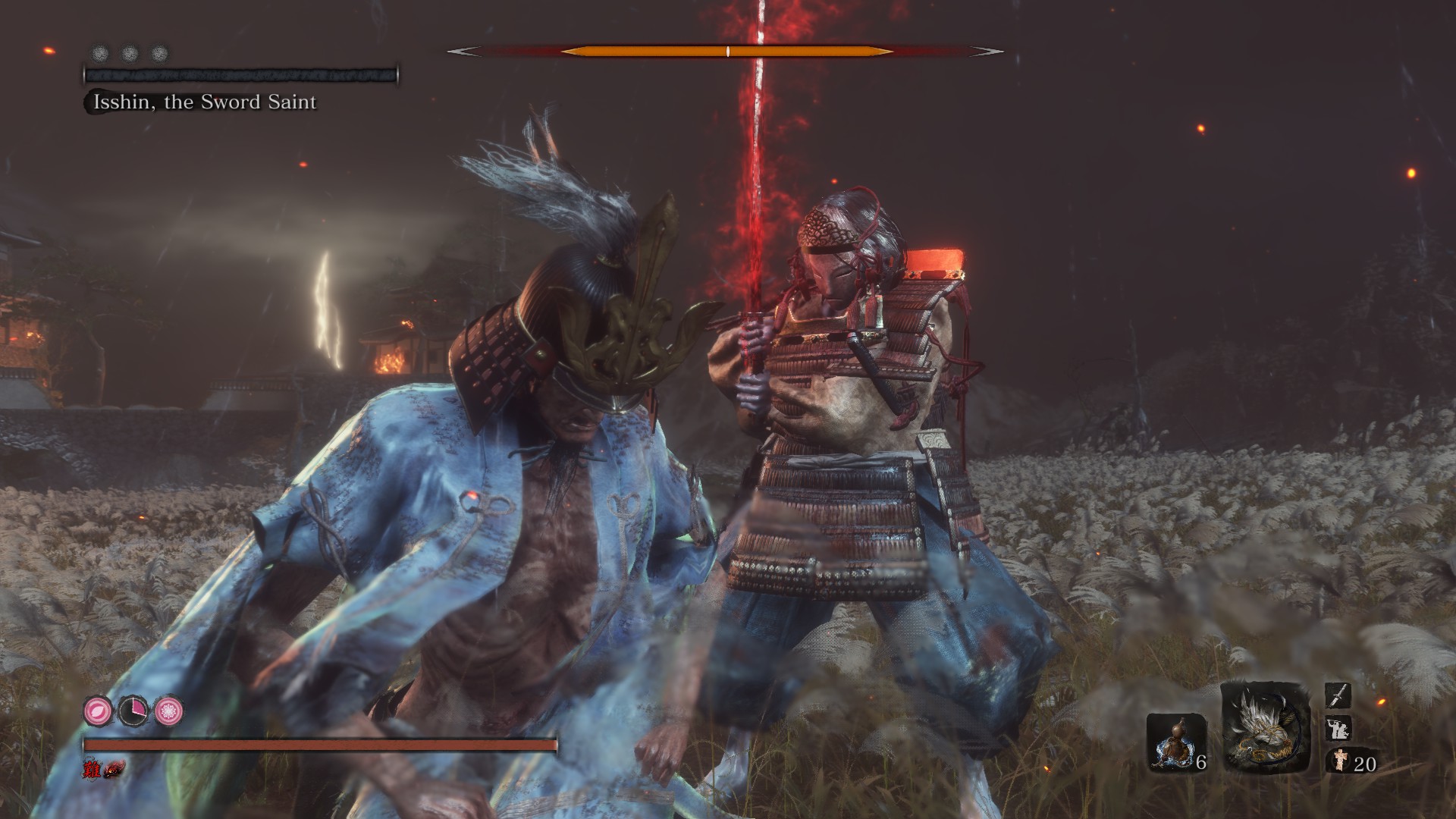 Finally beat Isshin on my second playthrough with Kuro's charm returned