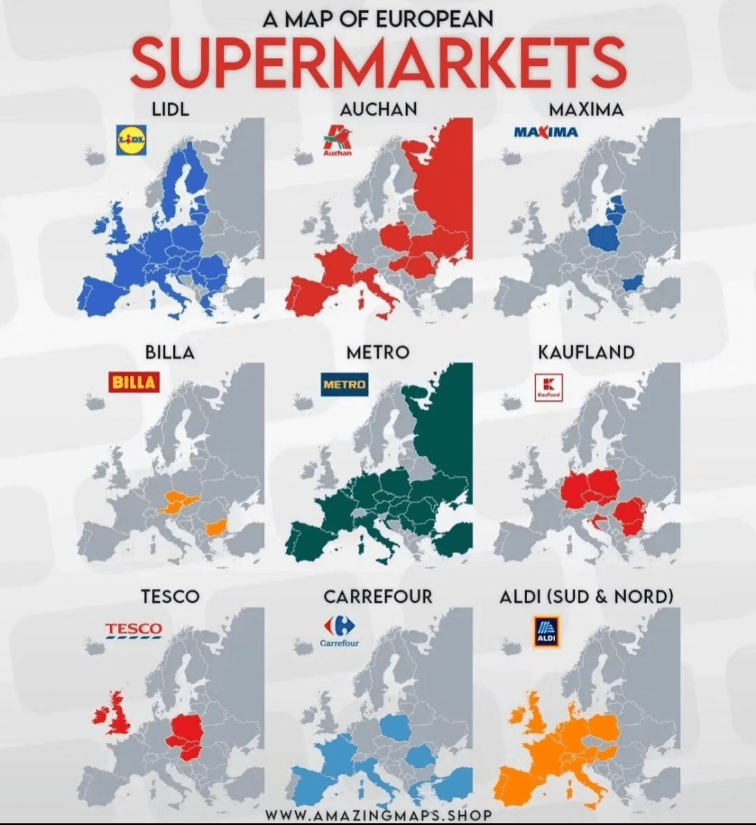 A map of European Supermarkets r/MapPorn