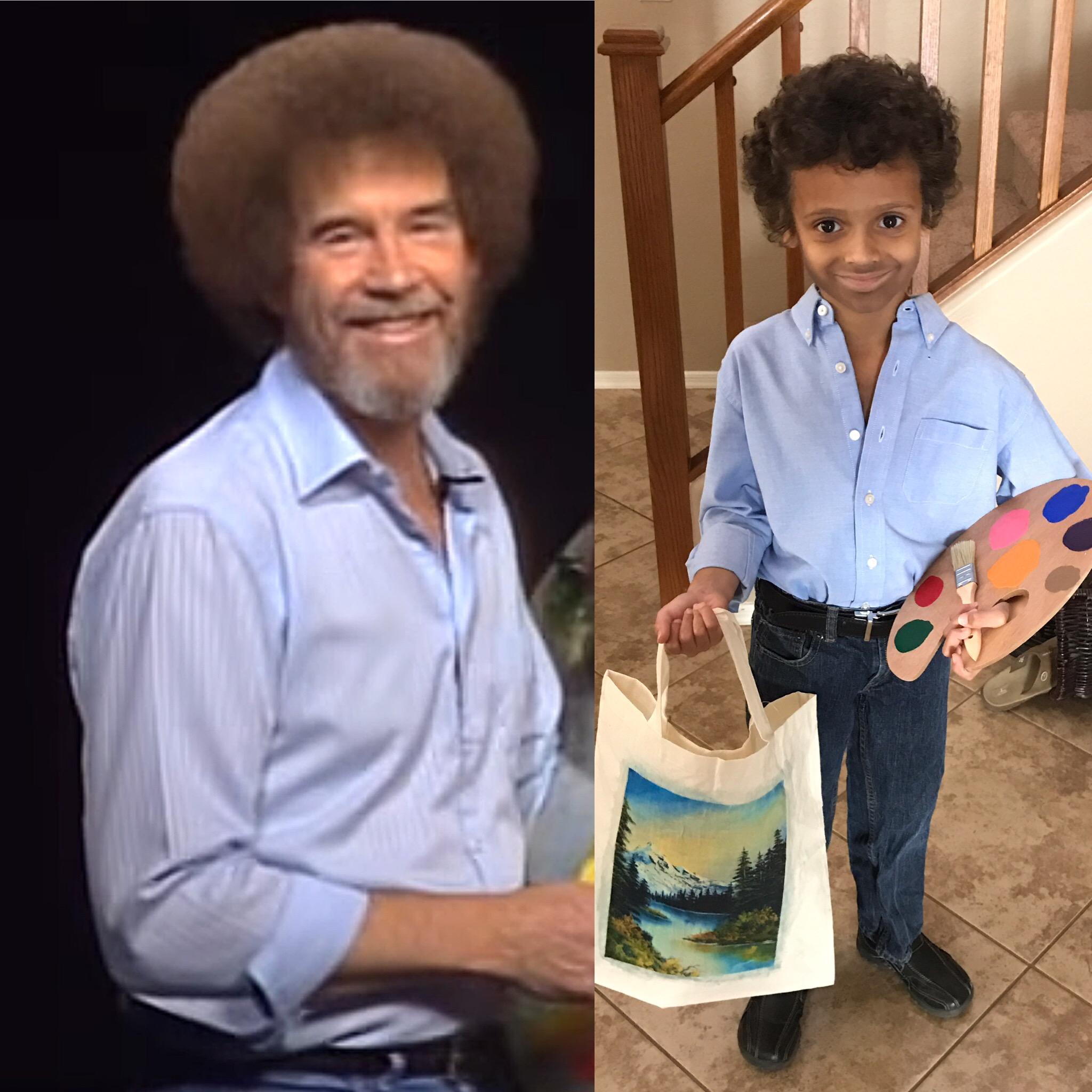 My son went as Bob Ross for Halloween pics