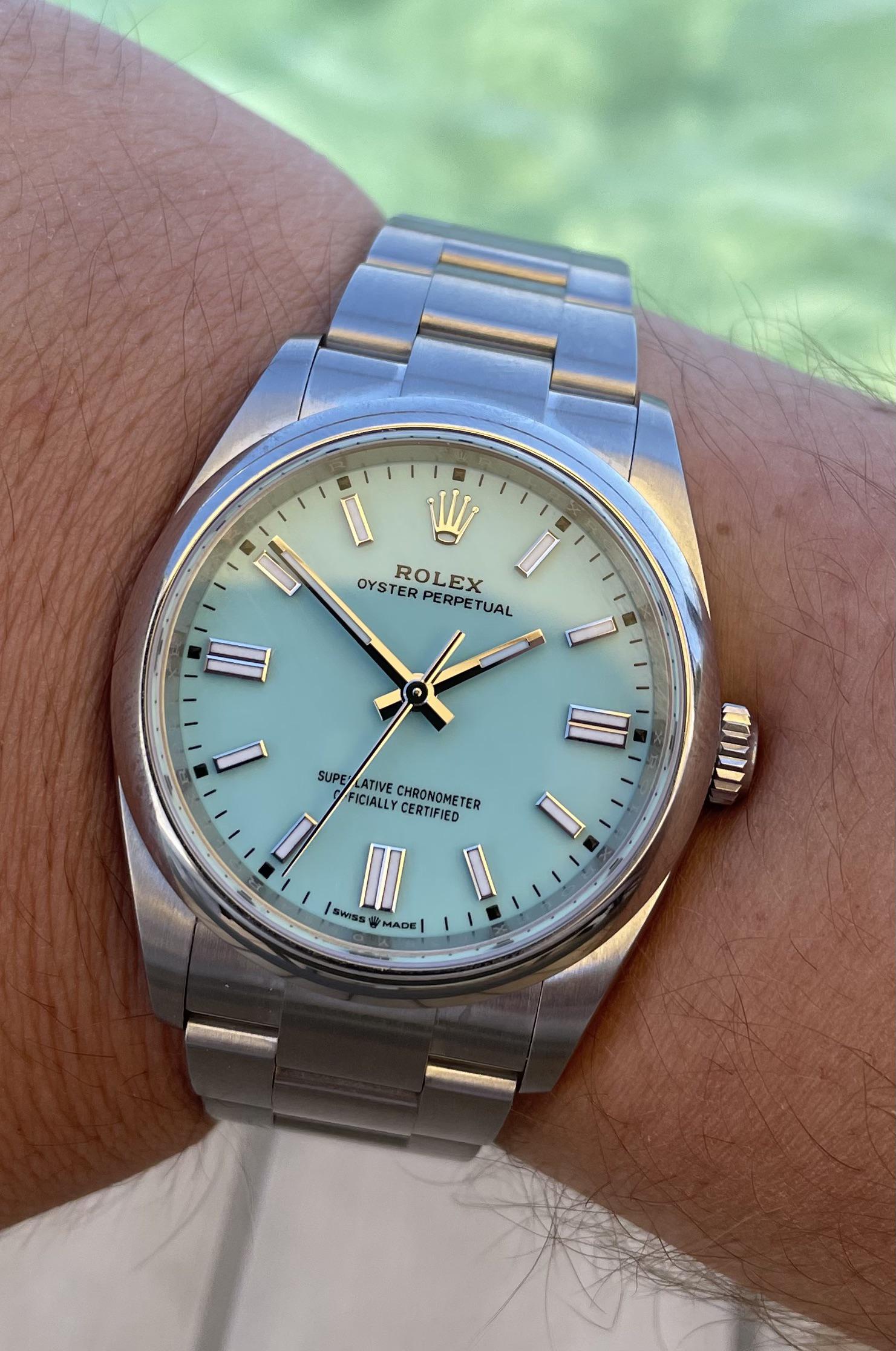 Oyster Perpetual “Tiffany”. My favorite summer watch since day one. r