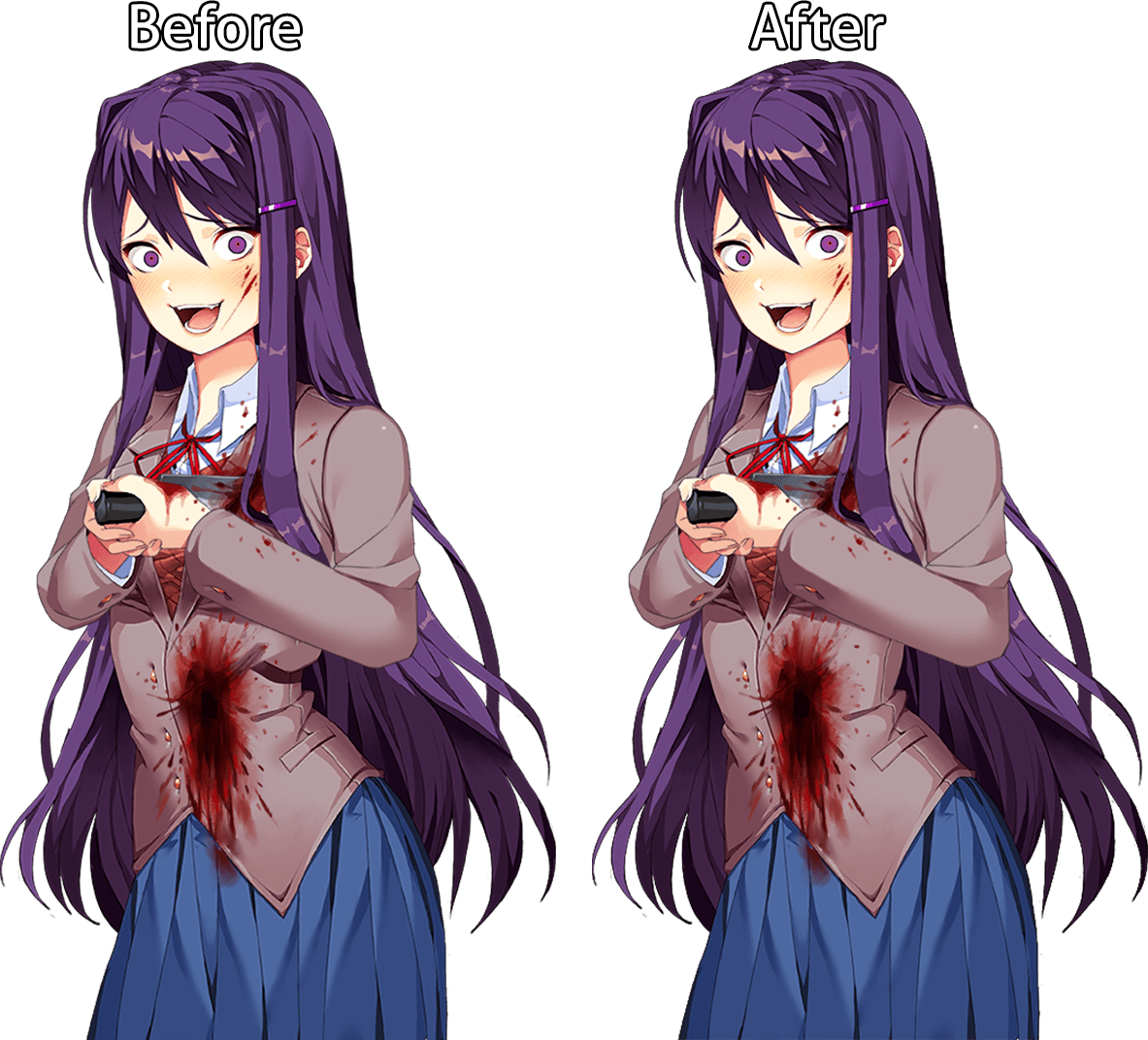 Yuri stab animation, graphical fix (Imgur album in the comments) DDLCMods