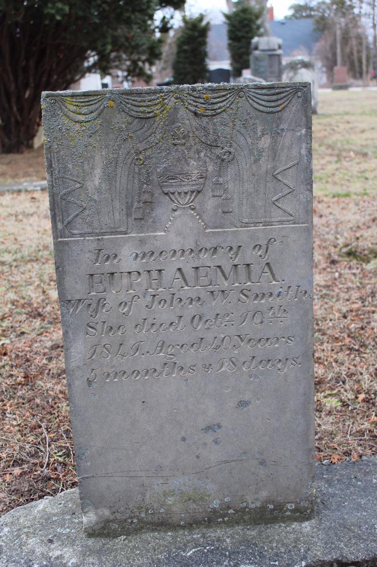 Euphaemia Smith’s lovely low relief 1841 headstone, Winona “The Fifty