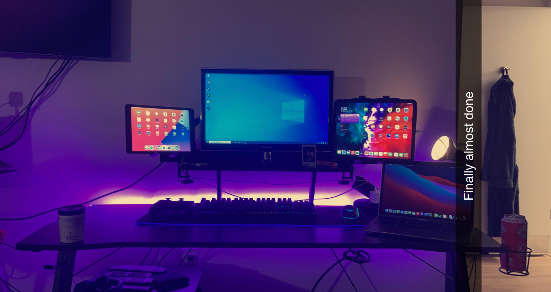 My Newest desk setup (iPad Pro, M1 MBA, iPad, gaming pc) r/desksetup