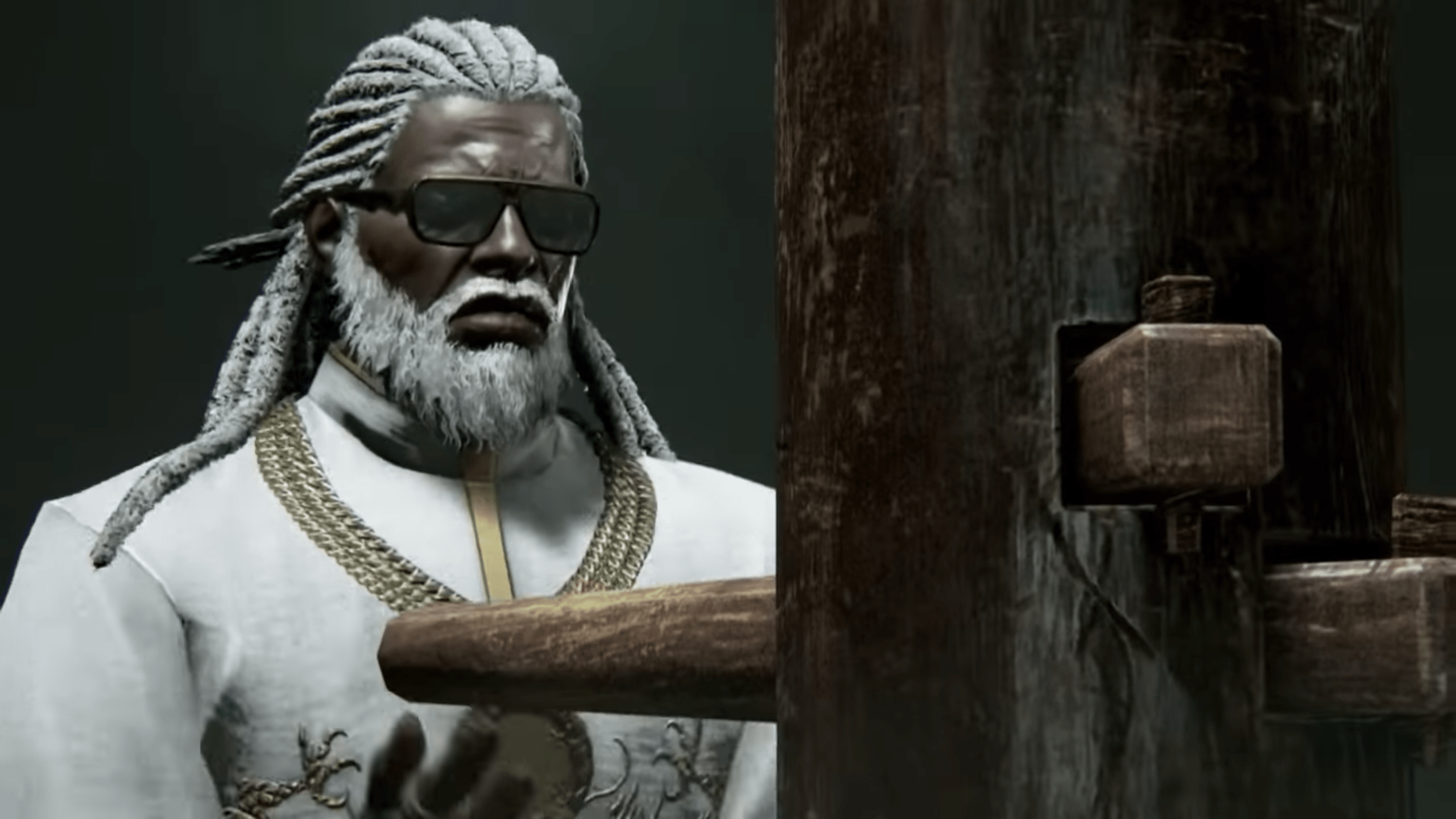 Imagine if the wooden dummy that Leroy is trying to spar with is