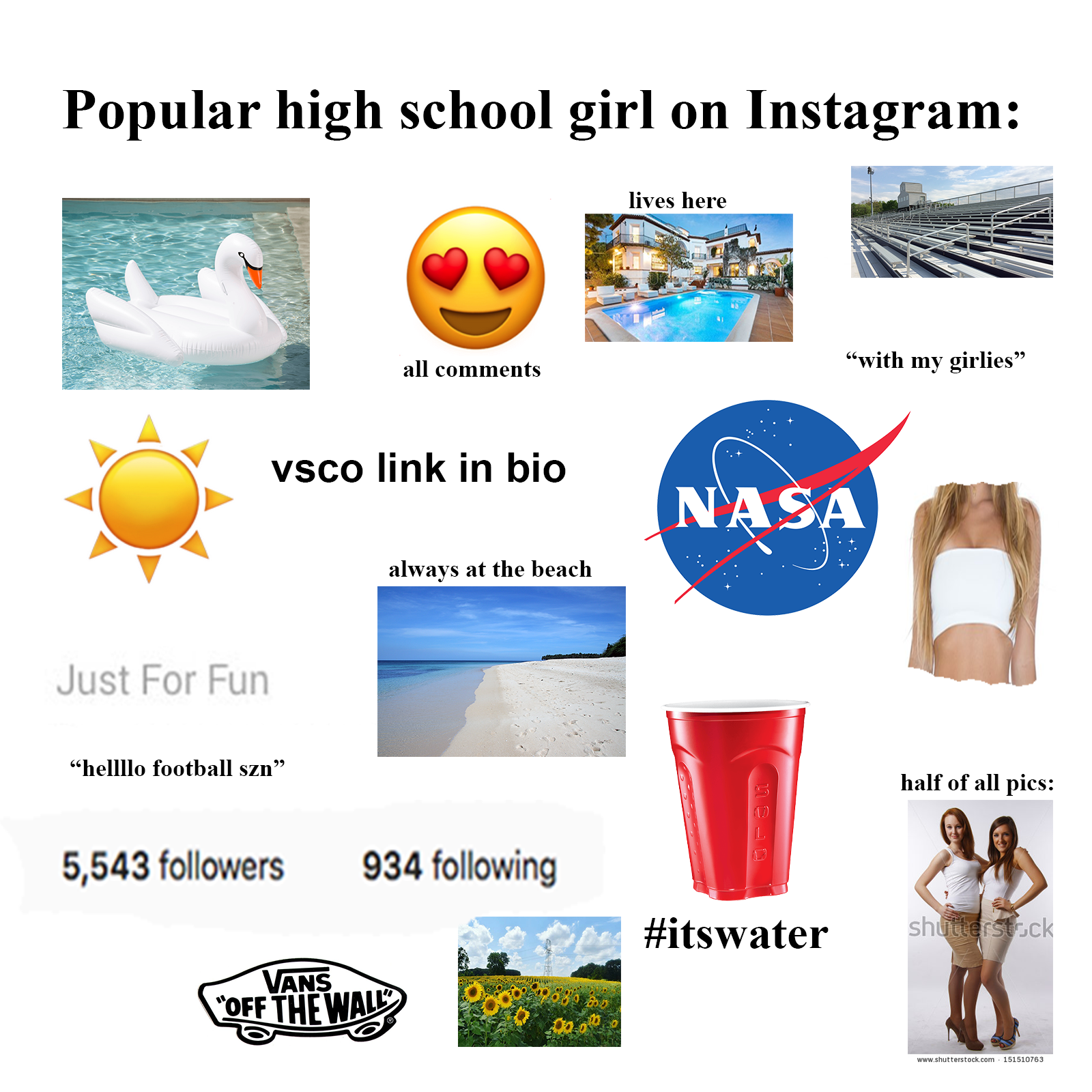 The "popular high school girl on Instagram" starter pack r/starterpacks