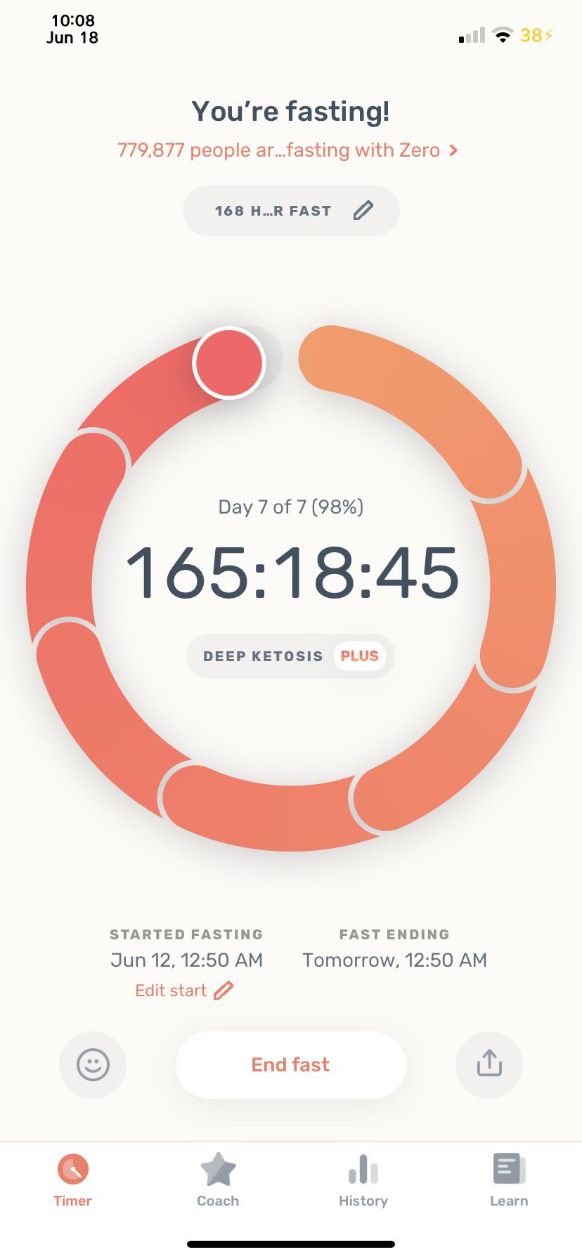 249 Days ago I completed my first 7day water fast but allowed black