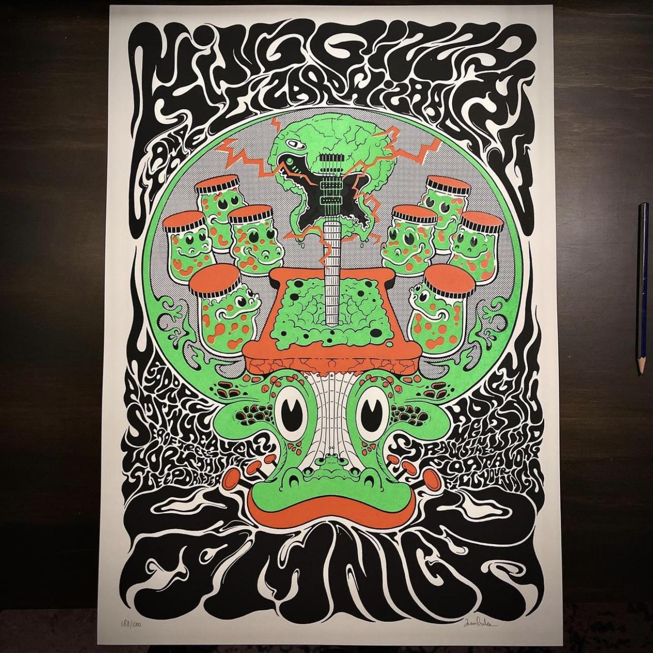 The poster for King Gizzard’s jam night looks a bit like a stealie (Art