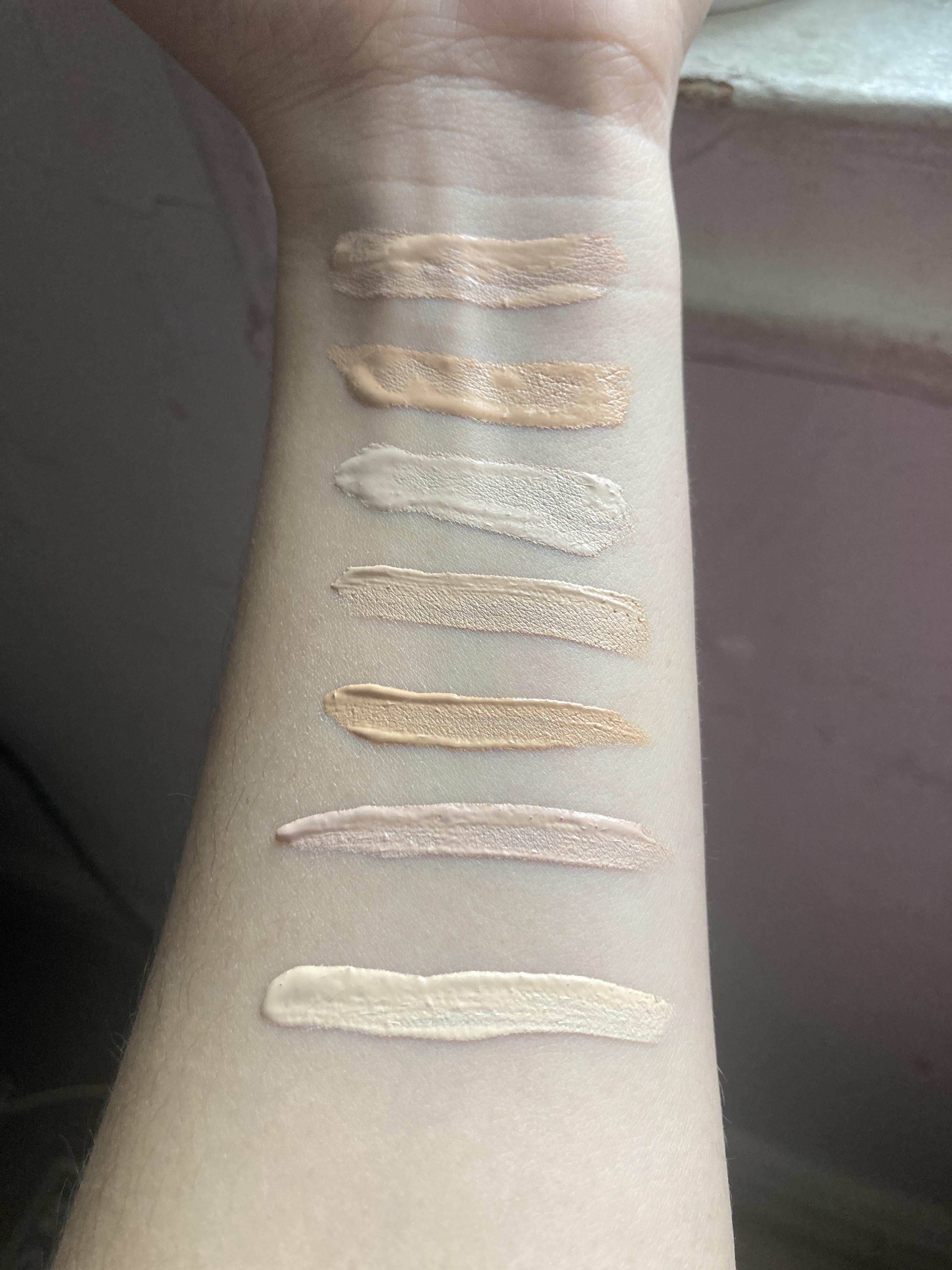 Concealer swatches from top to bottom 1. elf light ivory 2. elf light