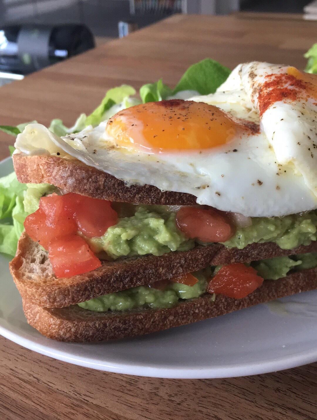[Homemade] guacamole sunny side up sandwiches. r/food