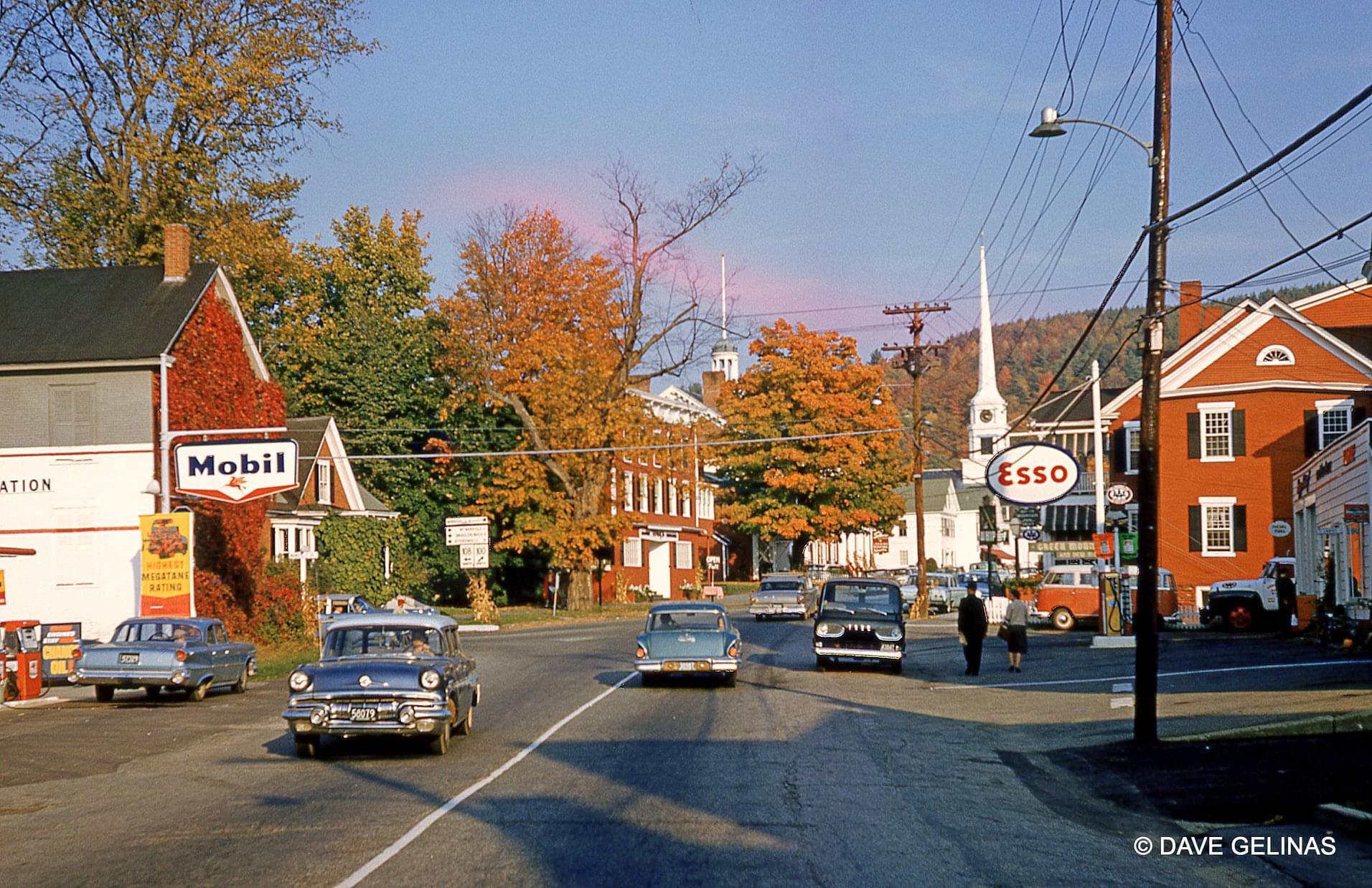 Main Street Scene Stowe, VT (October 1961) Photo from the Dave Gelinas's collection r/vermont