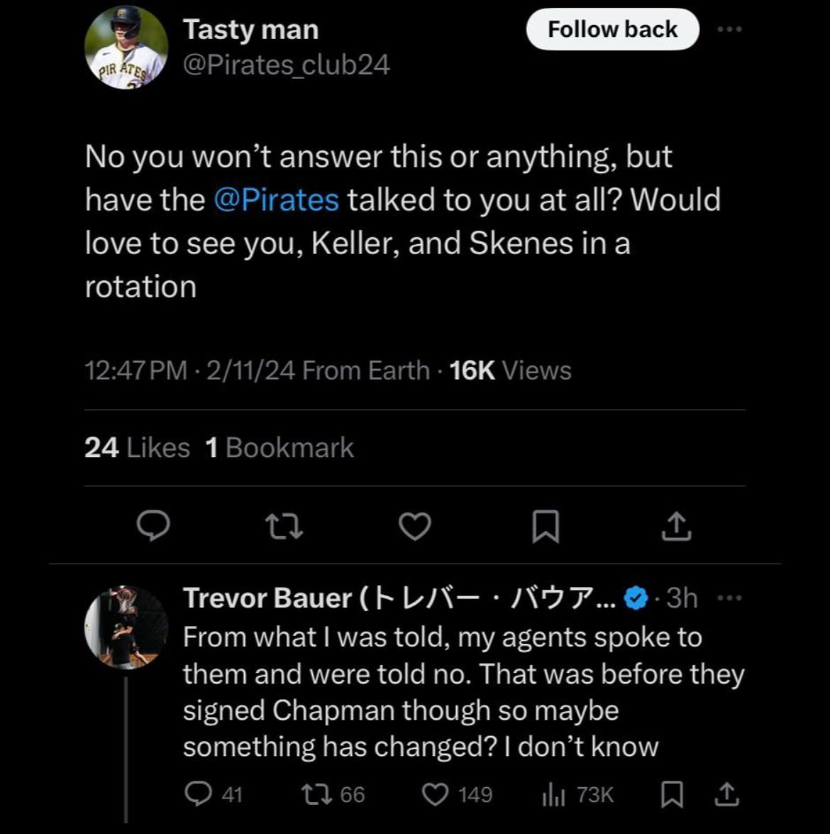 Bauer reached out to the Pirates and was told no : r/buccos