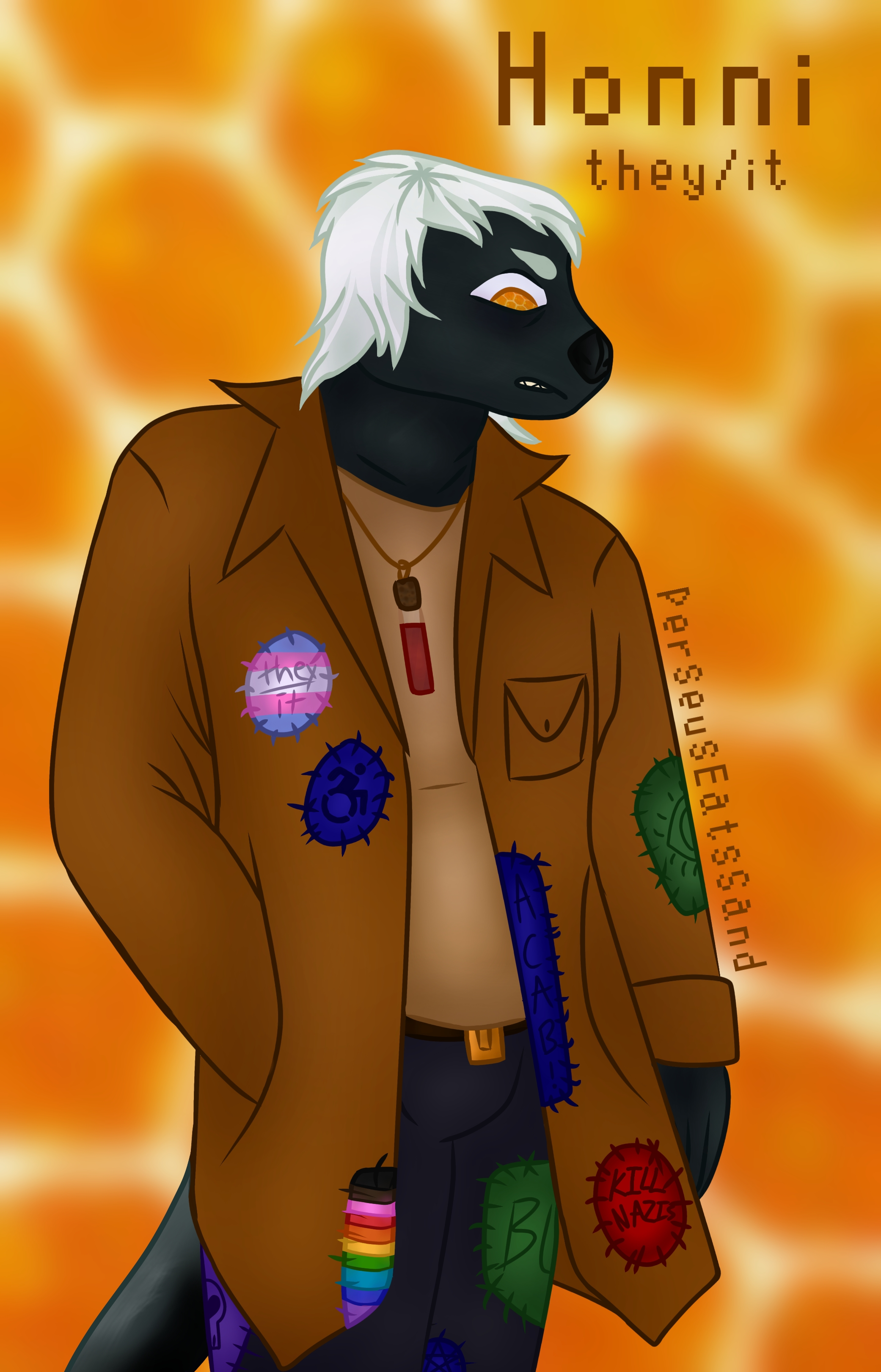 My first furry oc! Honni the honey badger! Art by me ] r/furry