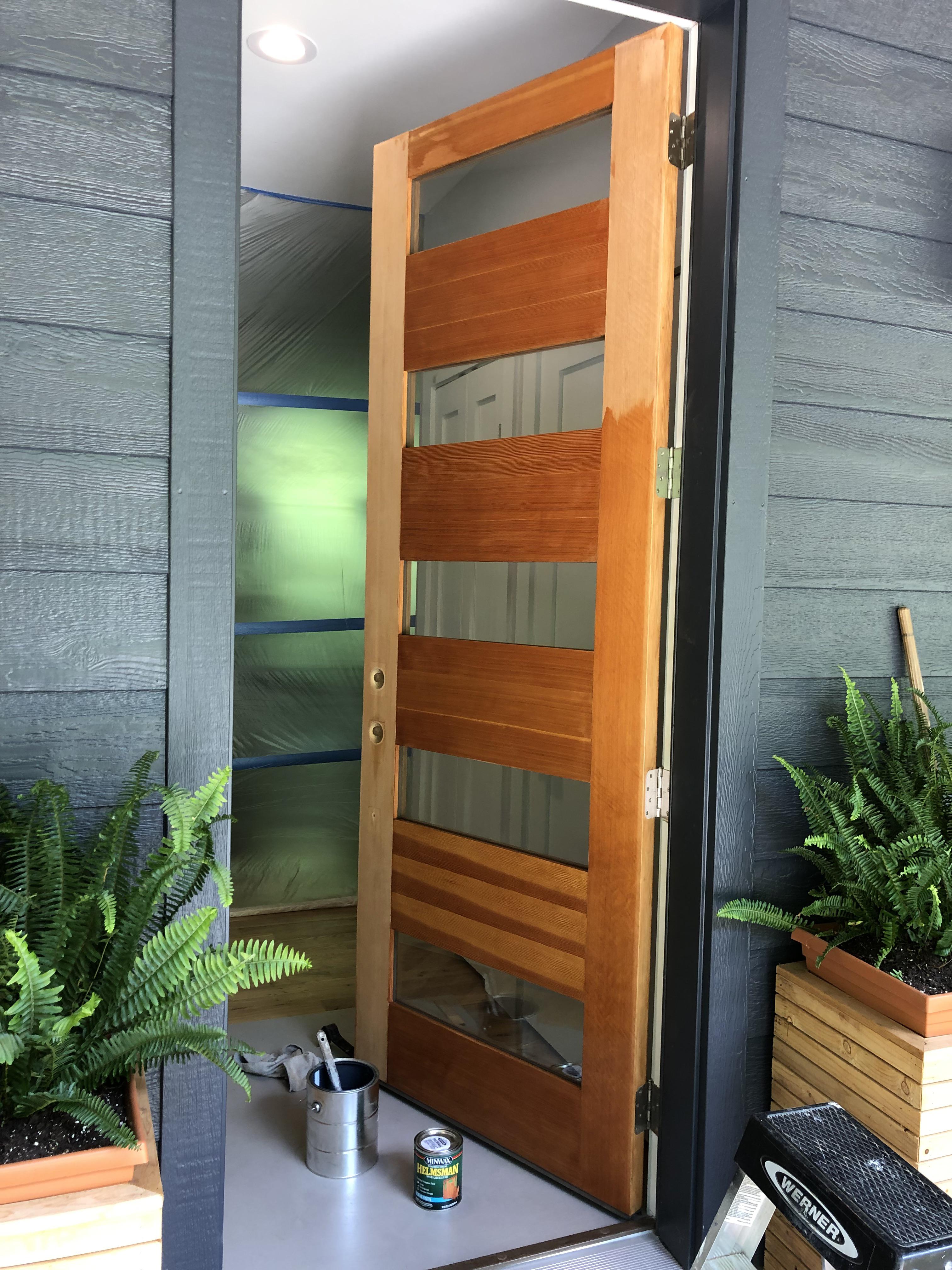 Finishing this beautiful Douglas fir entry door. r/Home
