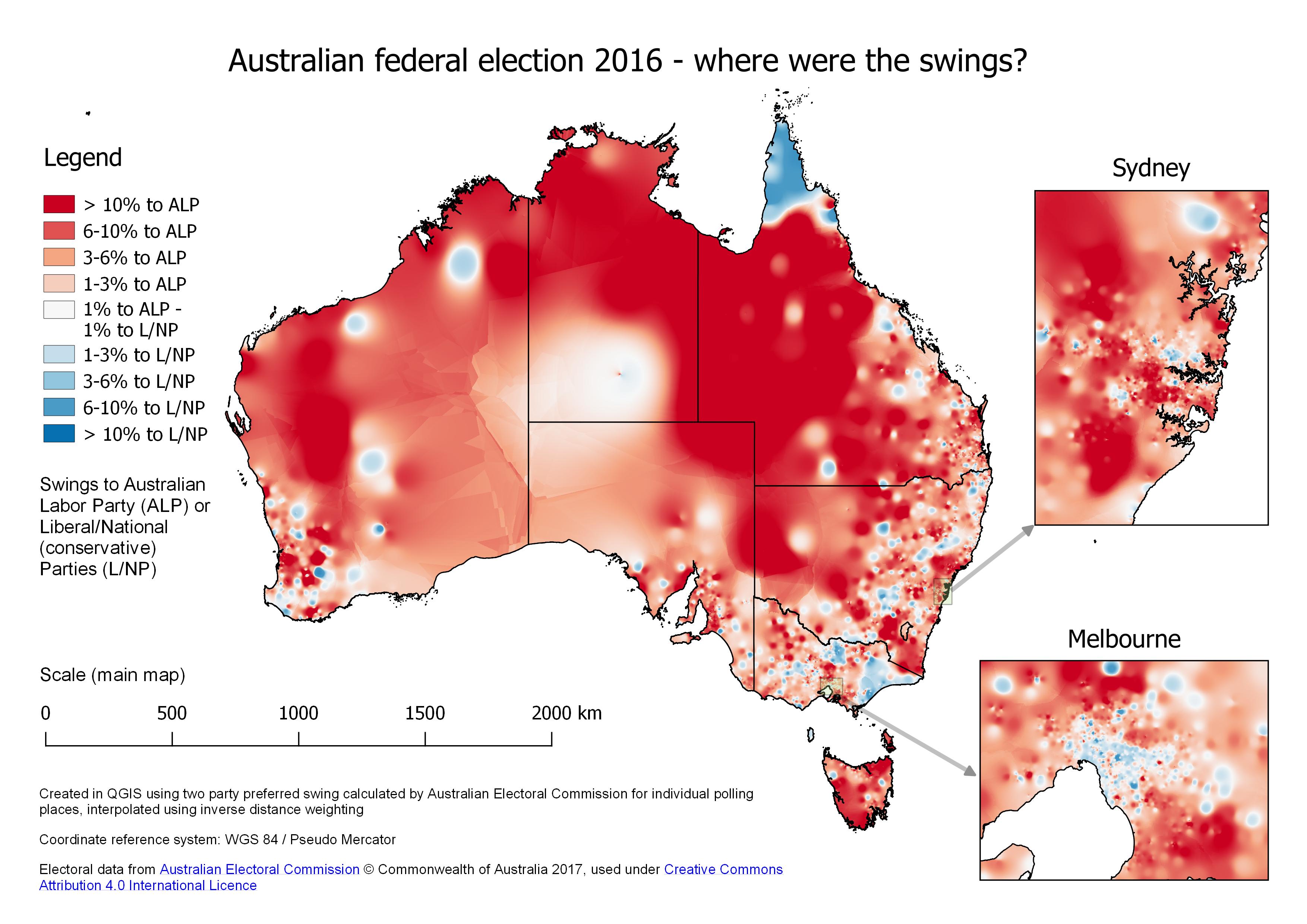 Australian federal election 2016 where were the swings [OC
