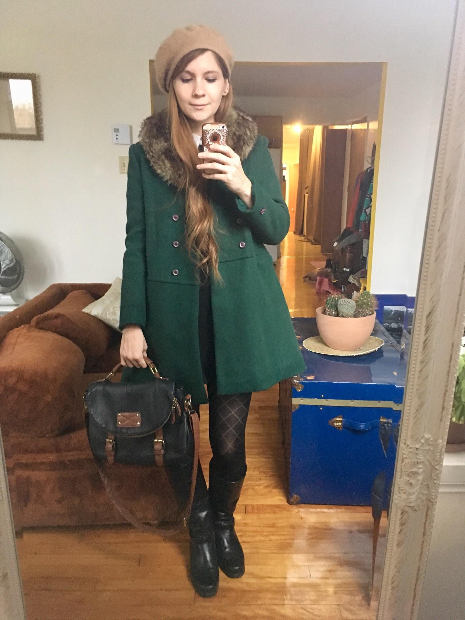 Today’s finds Coat, boots, hat and purse for 8.. Ready for the early
