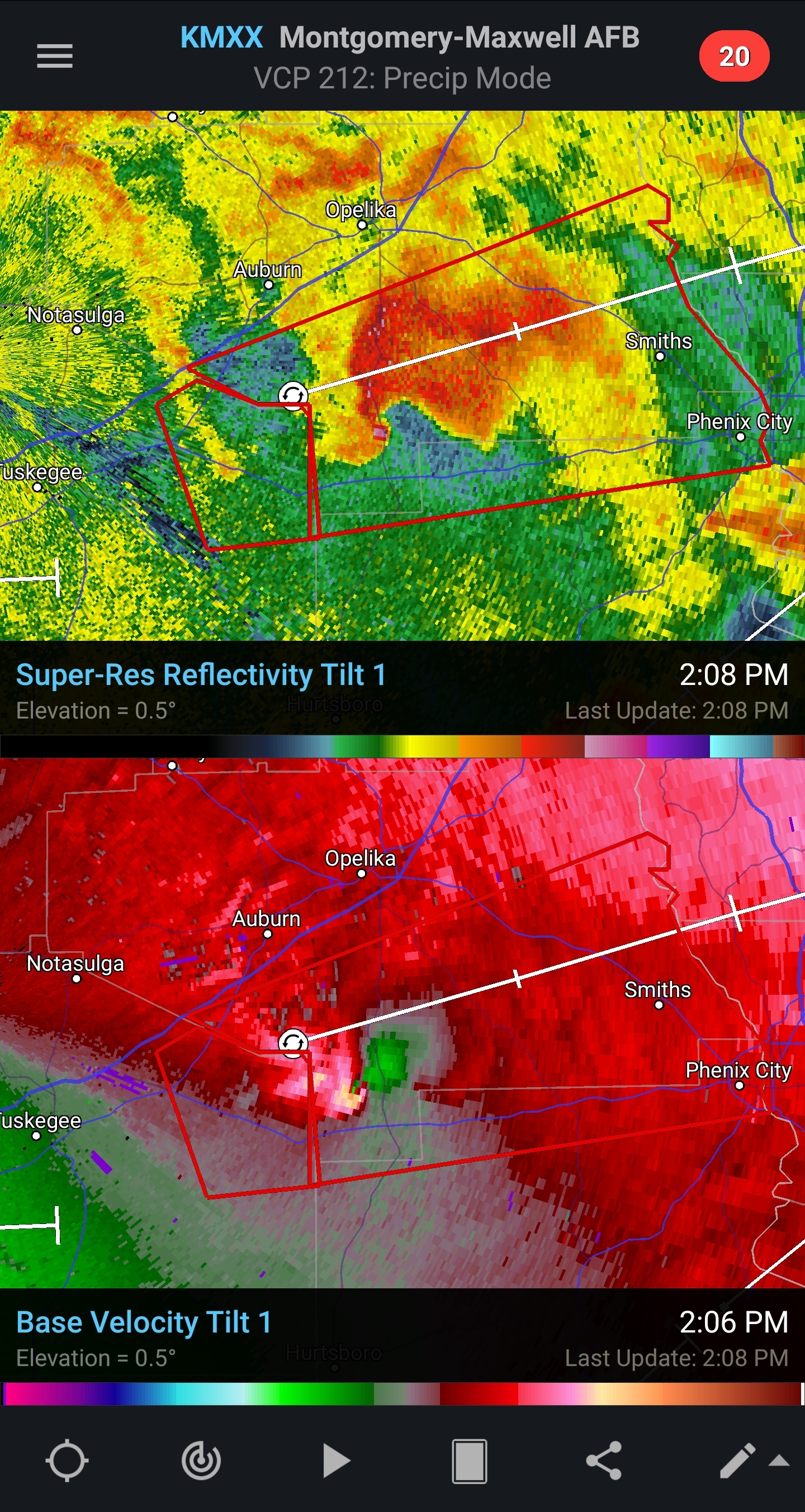 The large tornado near Columbus, Alabama on radar r/weather
