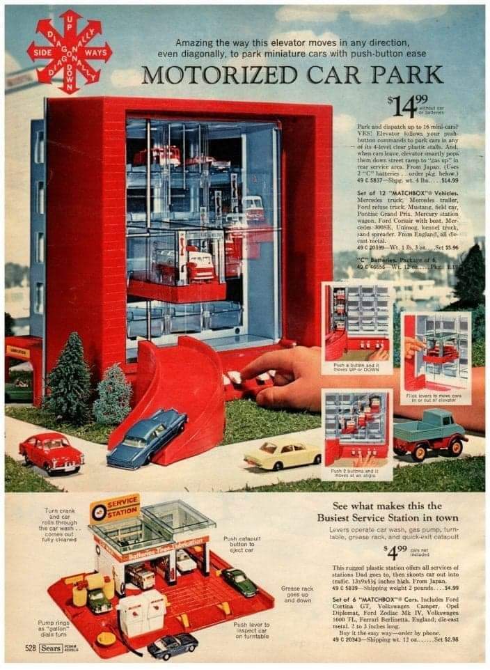 Motorized Car Park. Sears Toy Catalog. 1969 r/vintageads