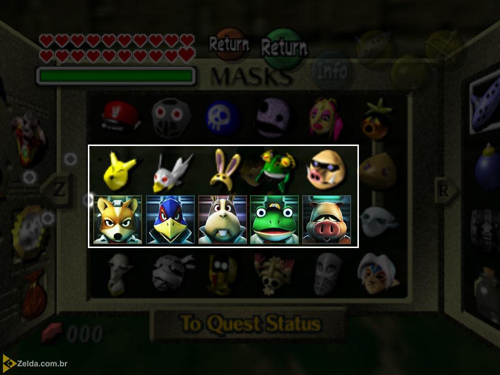 In Zelda Majora’s Mask, several masks on the menu screen are aligned to correspond with Star