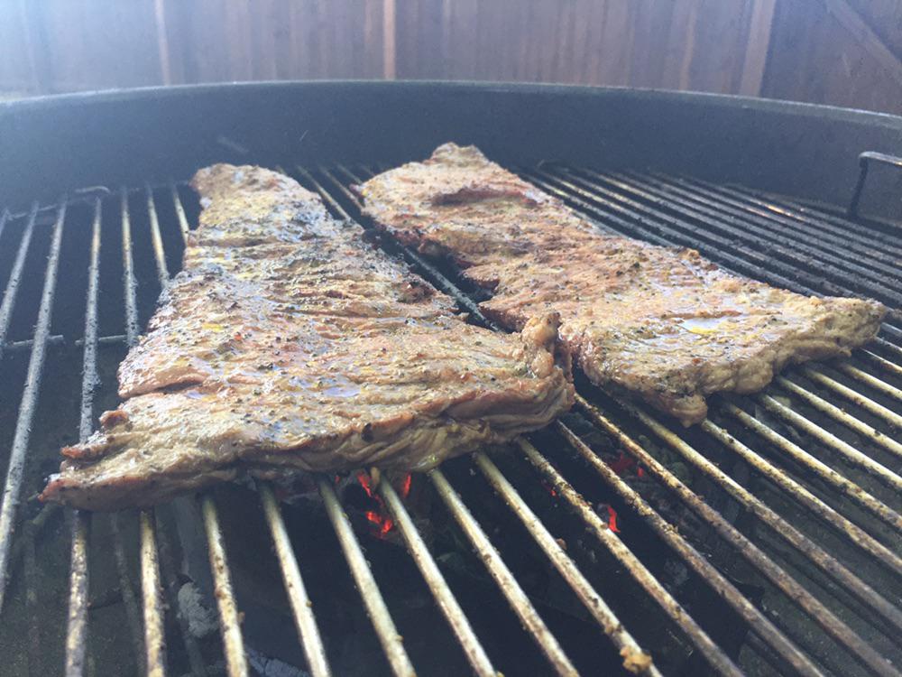 Skirt steaks on the kettle r/charcoal