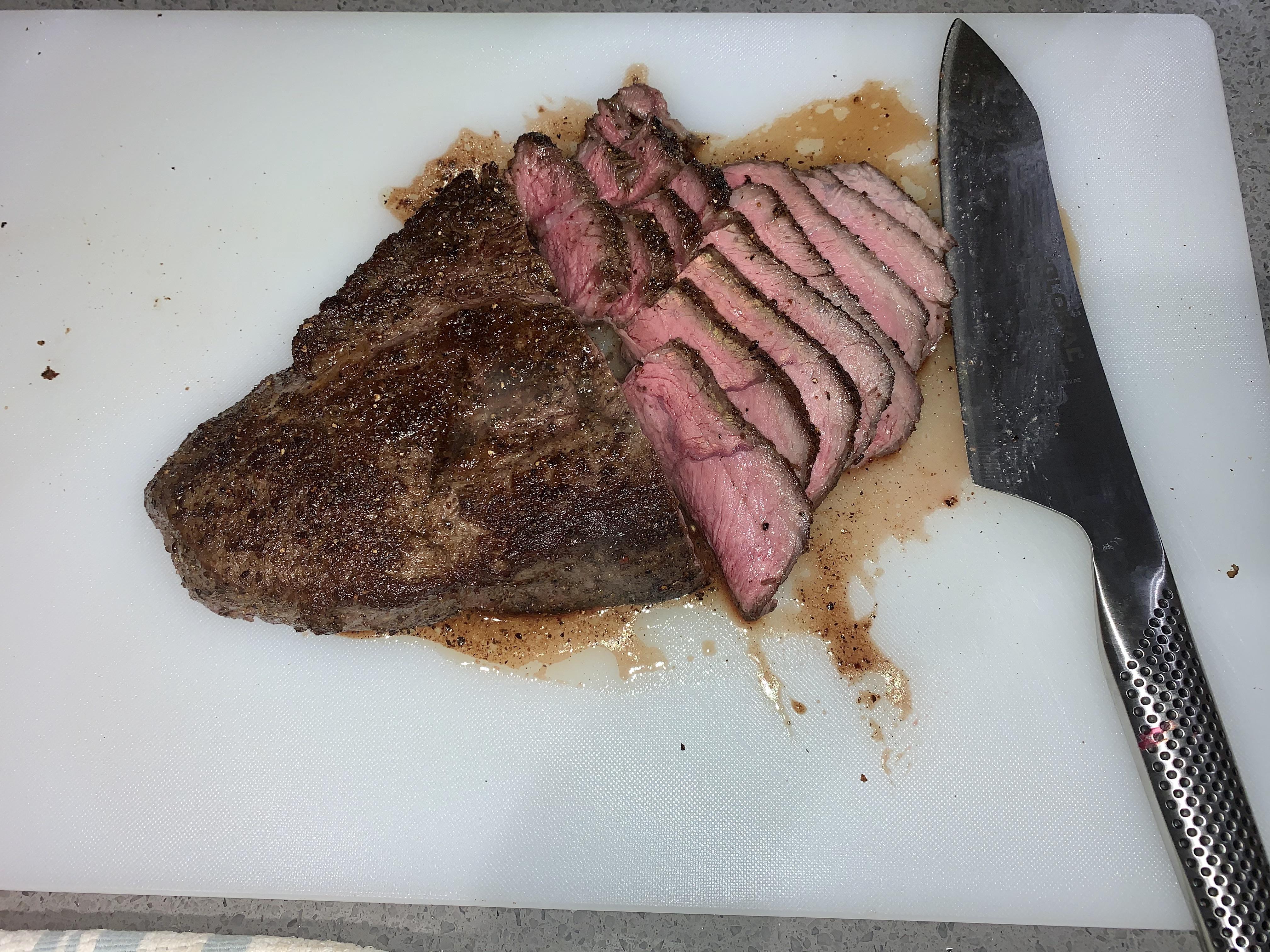 Top Sirloin 129F, finished in cast iron. r/sousvide