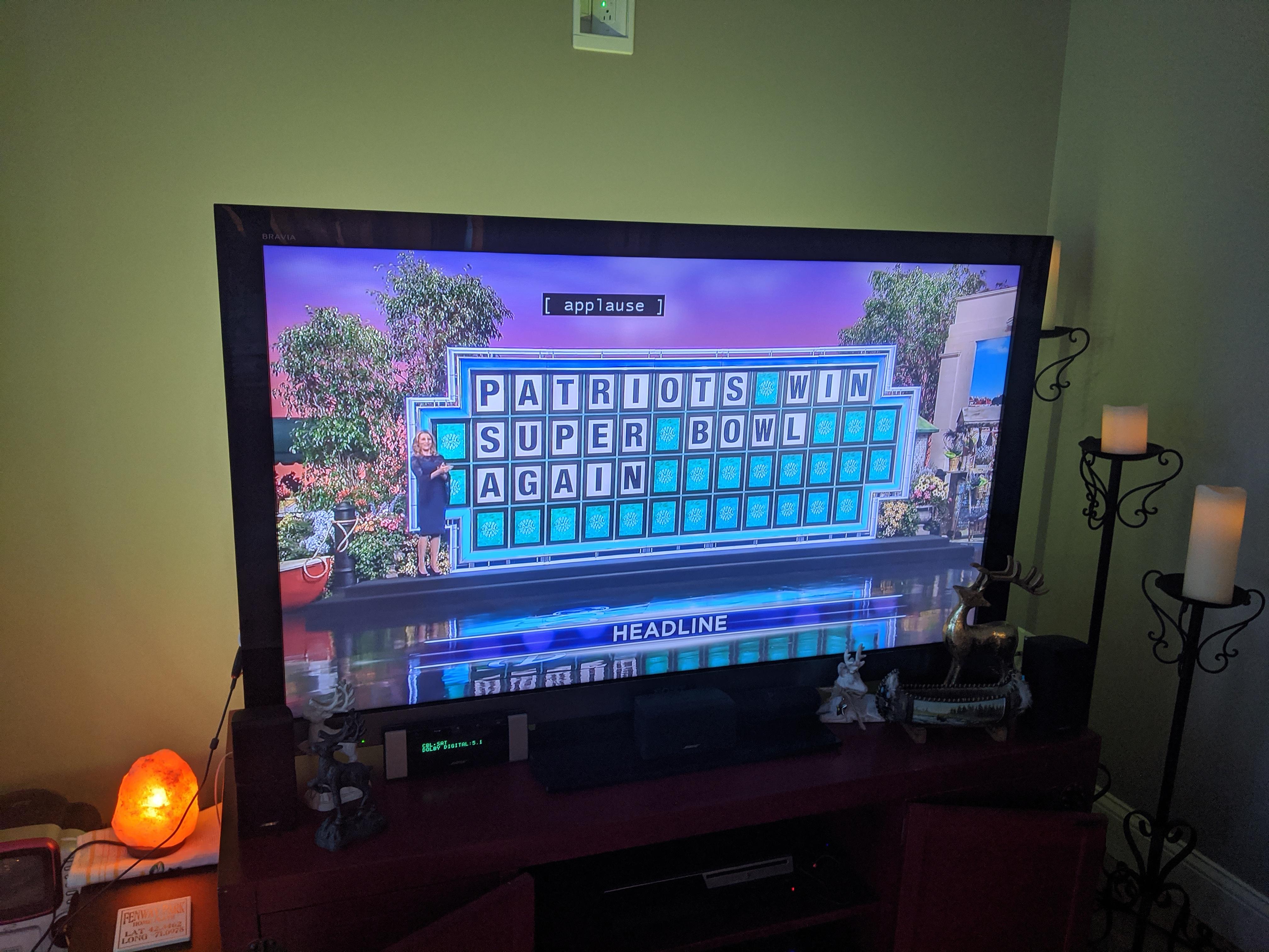 This was an answer on Wheel of Fortune today : r/Patriots