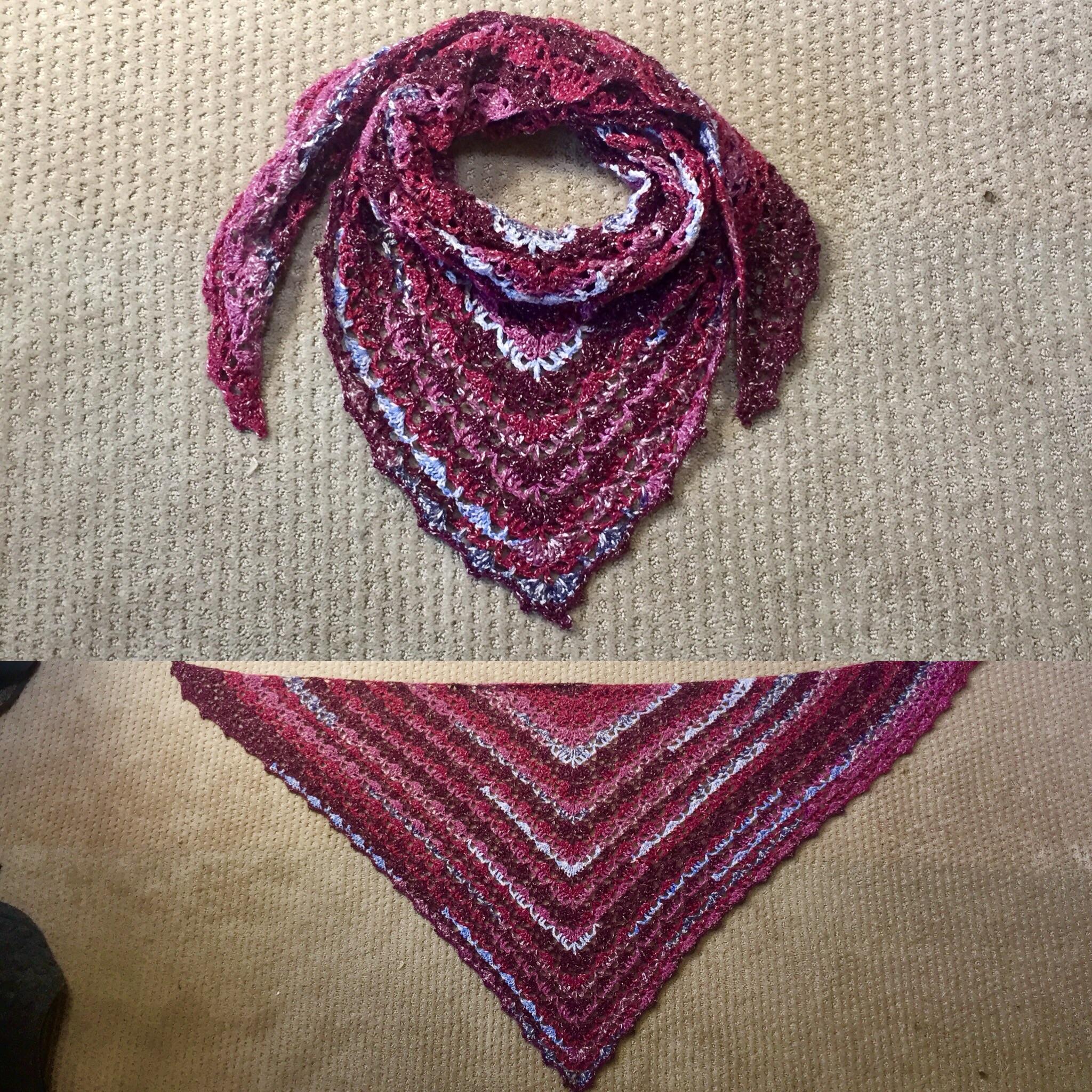 Free Ravelry PatternElise’s Shawl, using Yarn Bee’s Urban Chic in
