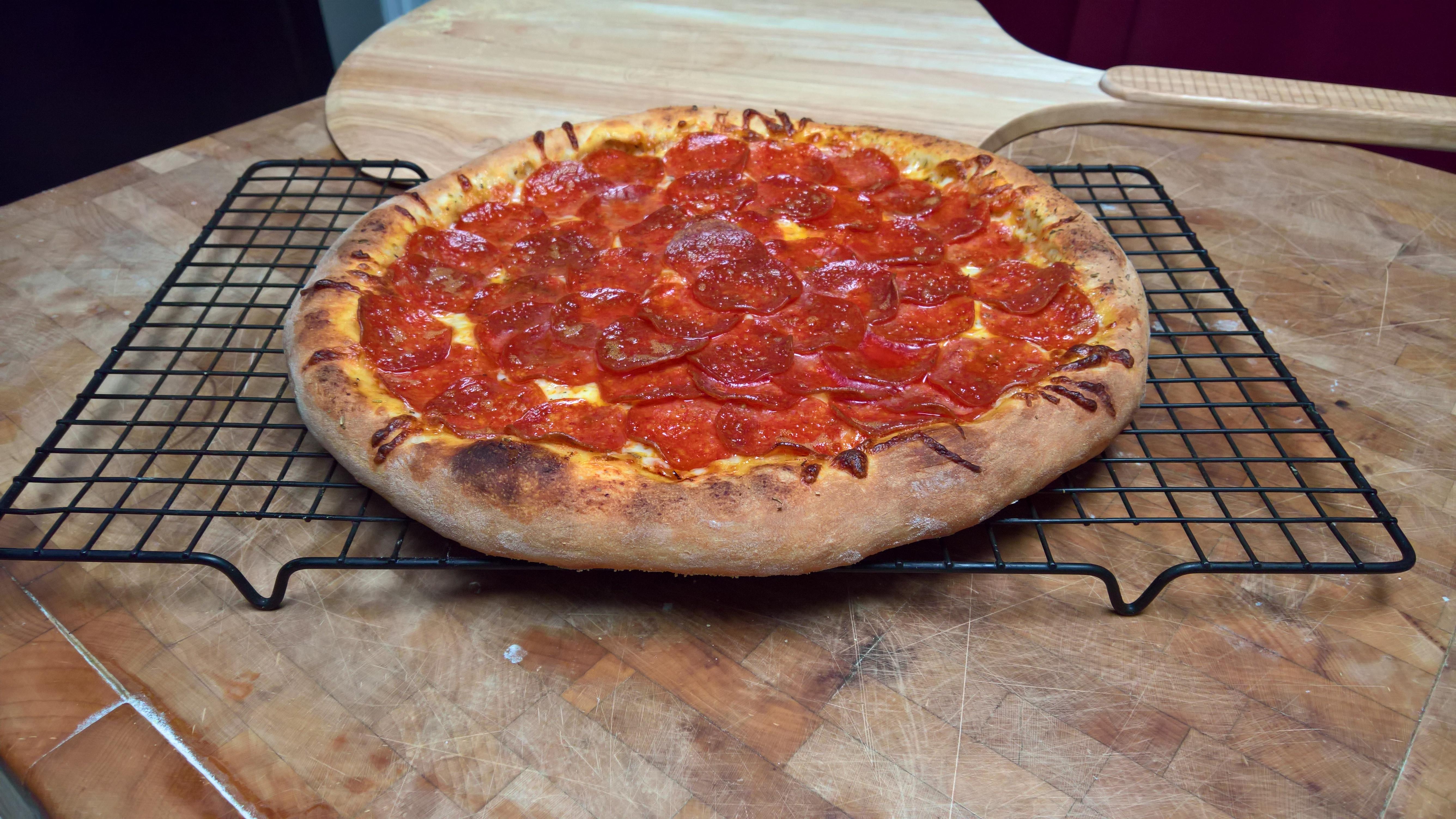 Whole pie shot of last night's pizza Pizza