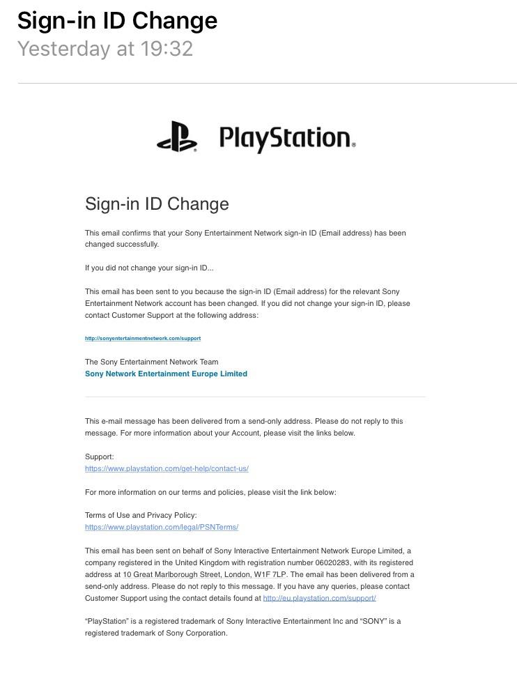 [Screenshot] is this email from Sony legitimate ? I never requested to