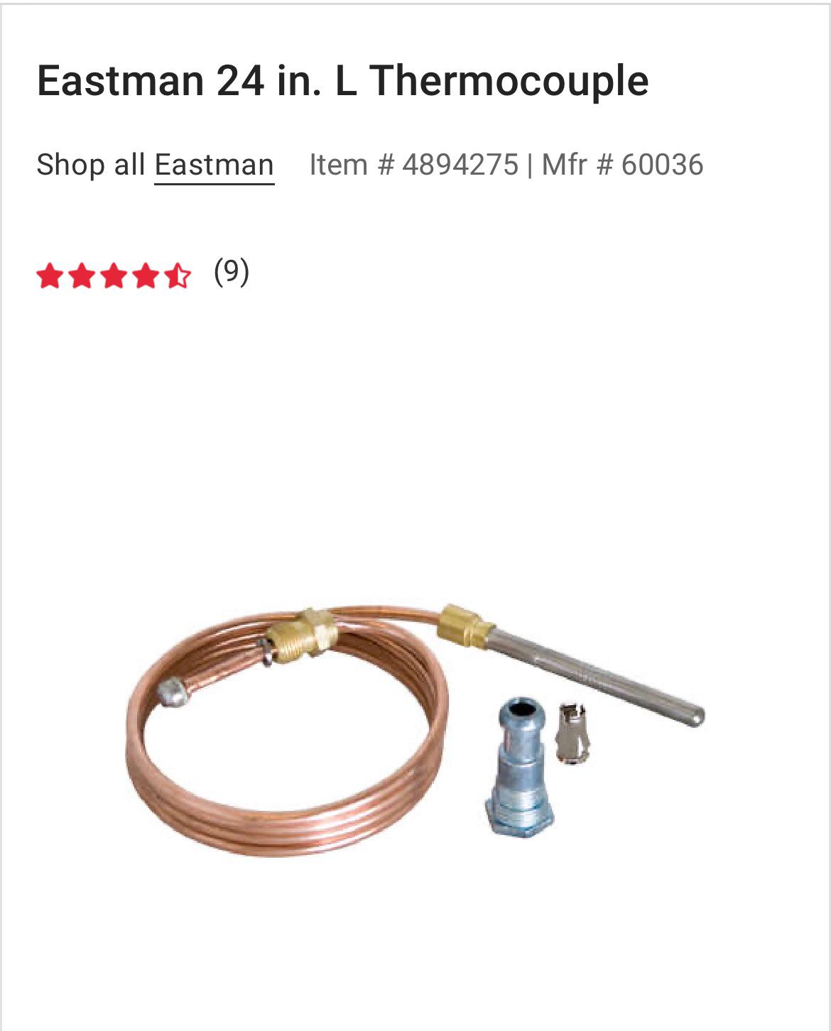Replacement Thermocouple Whirlpool Gas Water Heater r/Plumbing