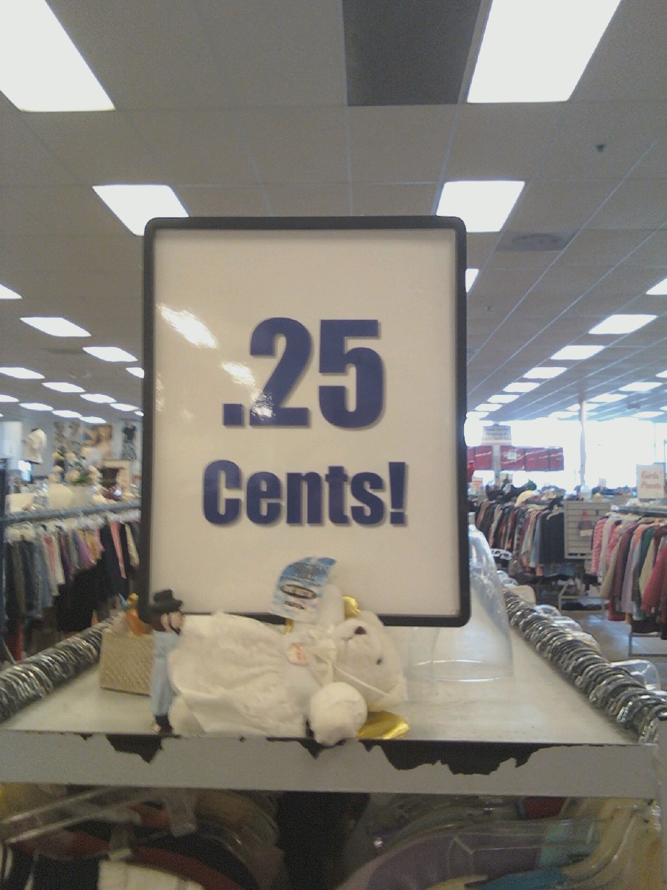 This clearance rack at a thrift store that sells items for 1/4 of a