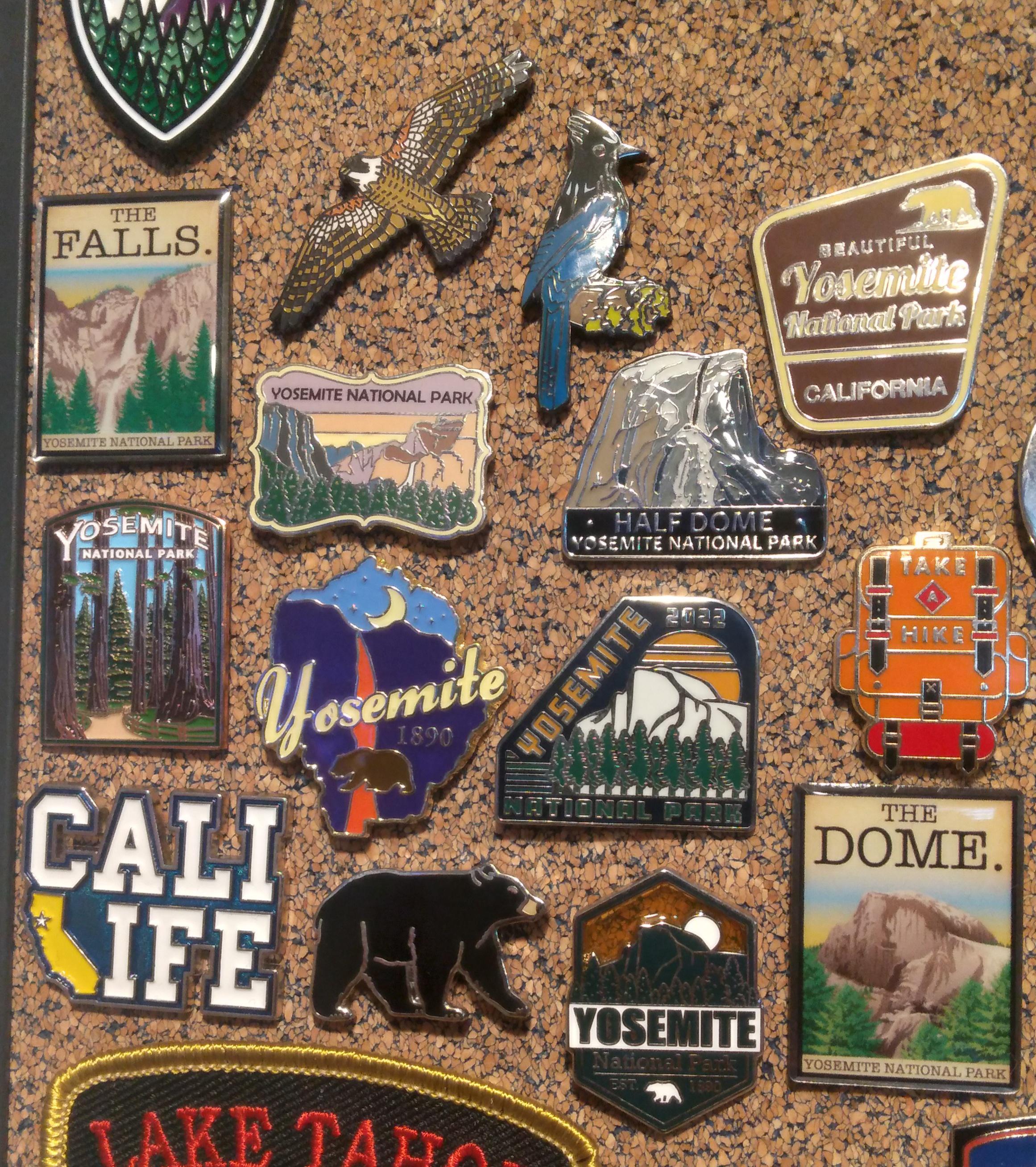 Souvenir pins from recent trip Yosemite