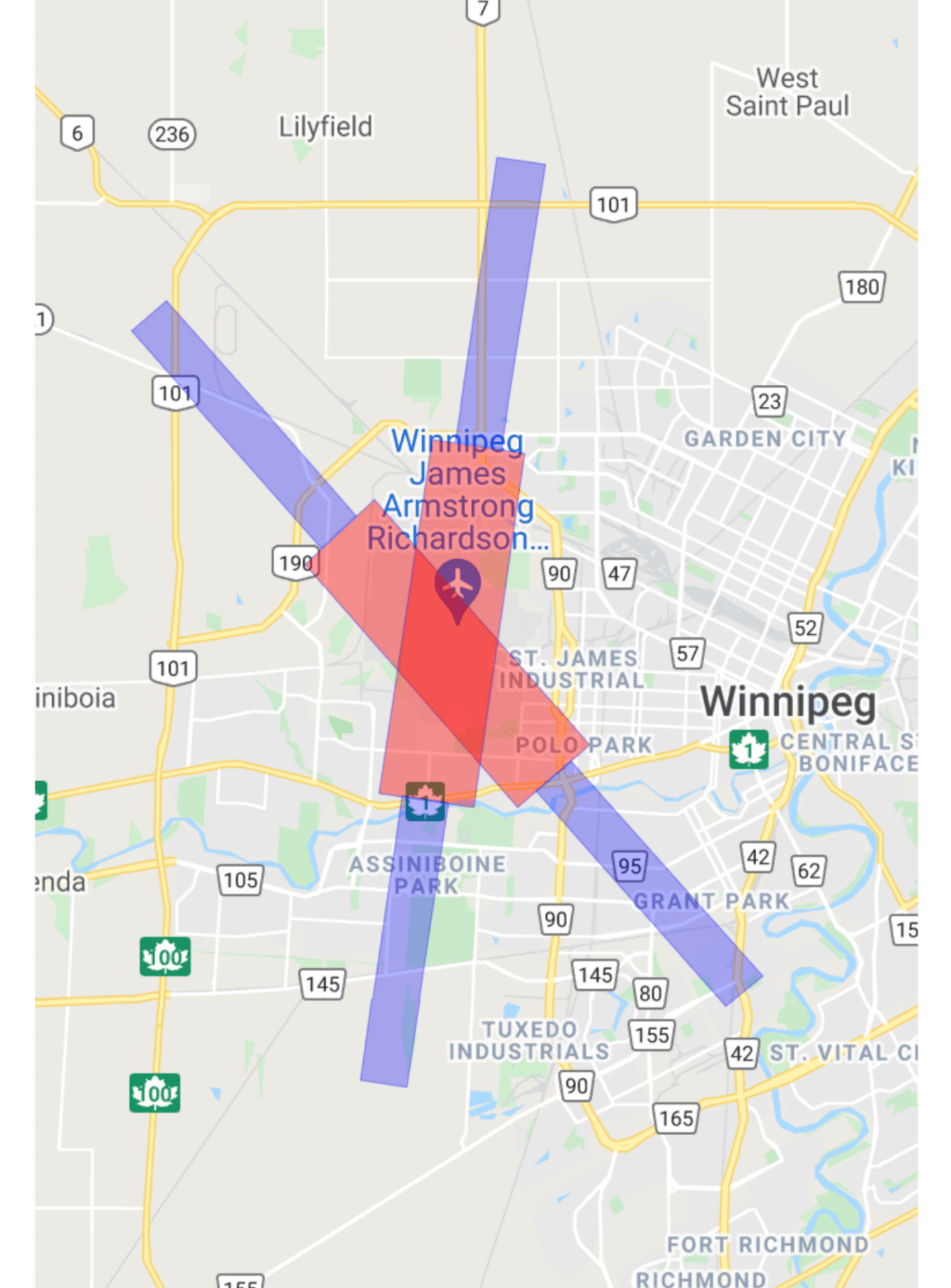 Map of proposed 5G exclusion and protected zones r/Winnipeg