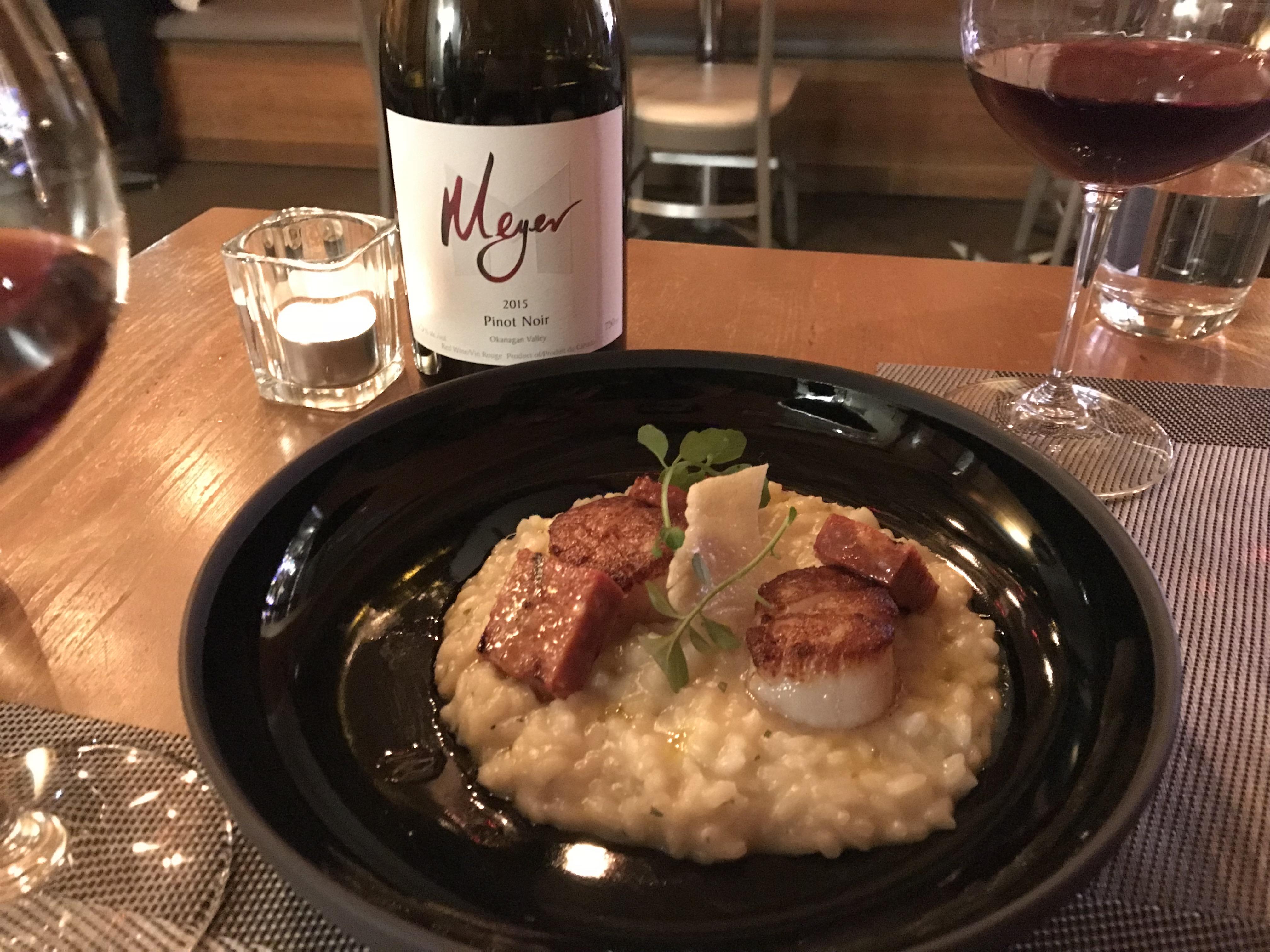 [I ate] seared scallops, and chorizo on a mushroom risotto r/food
