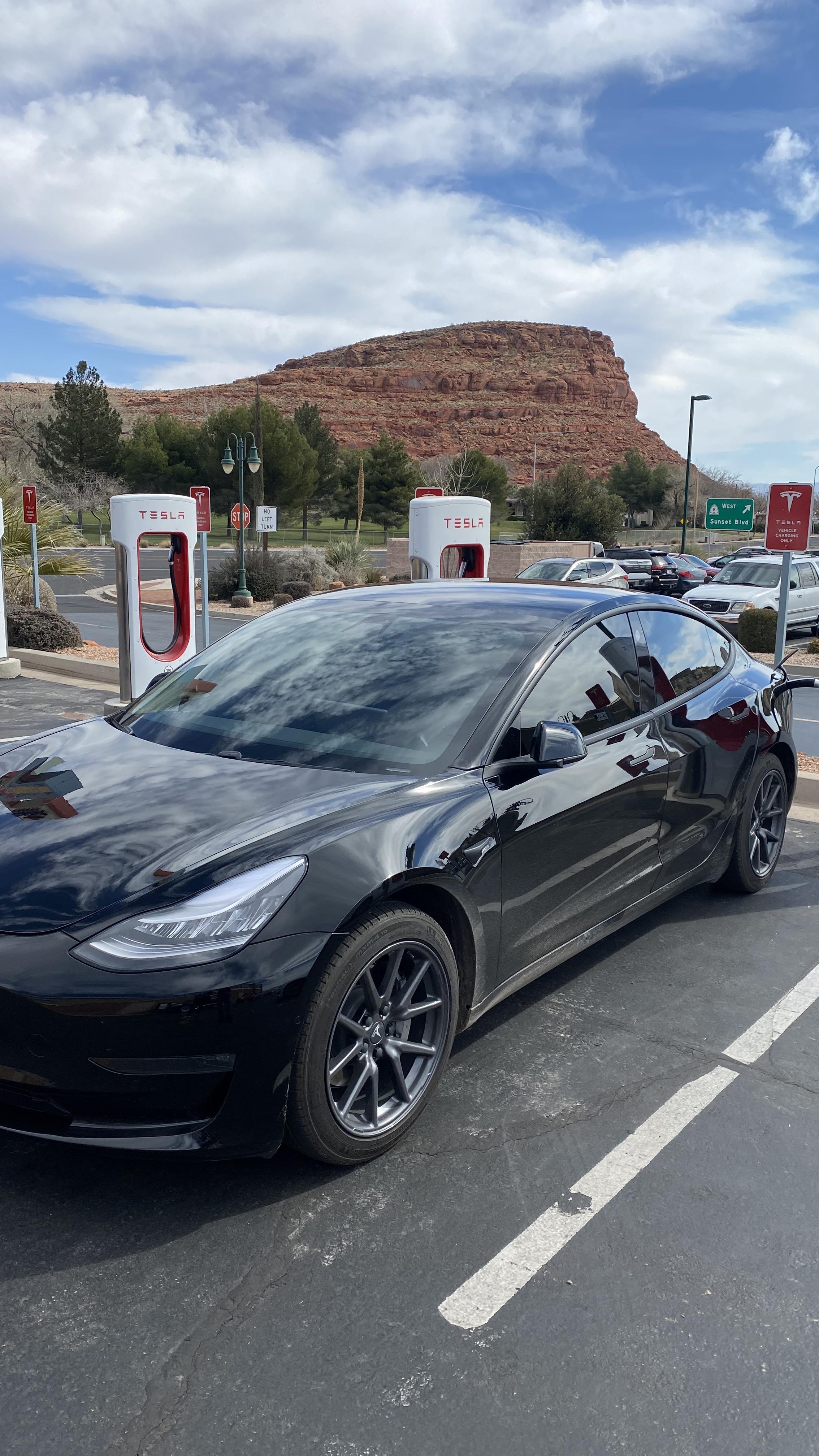 At the Supercharger in St UT r/TeslaModel3