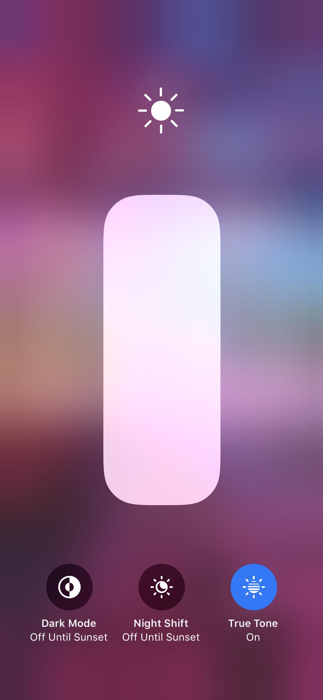 TIL that you can turn Dark Mode, Night Shift and True Tone on or off
