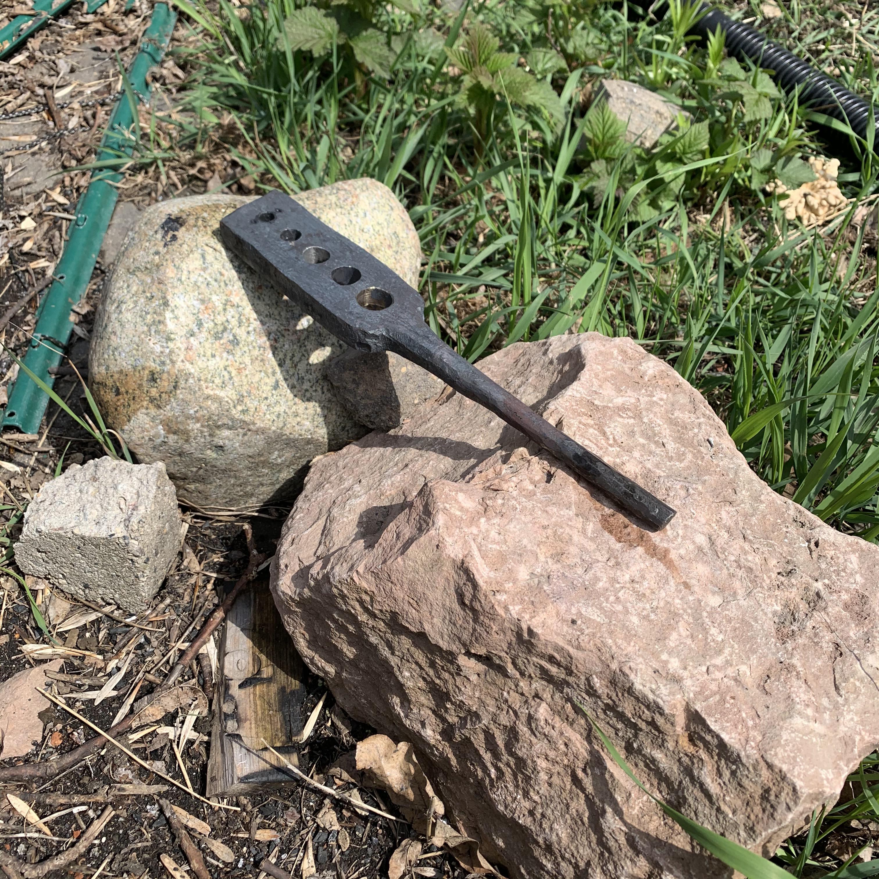 Bolster plate from 3/4 x2 inch stock. Holes go from 3/8” up to 3