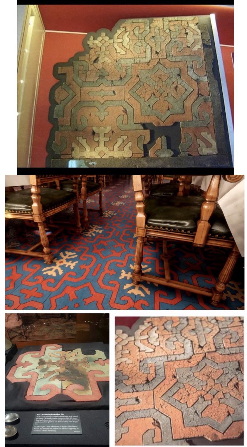 Titanic dining room linoleum floor tiles. Bottom left is from Titanic