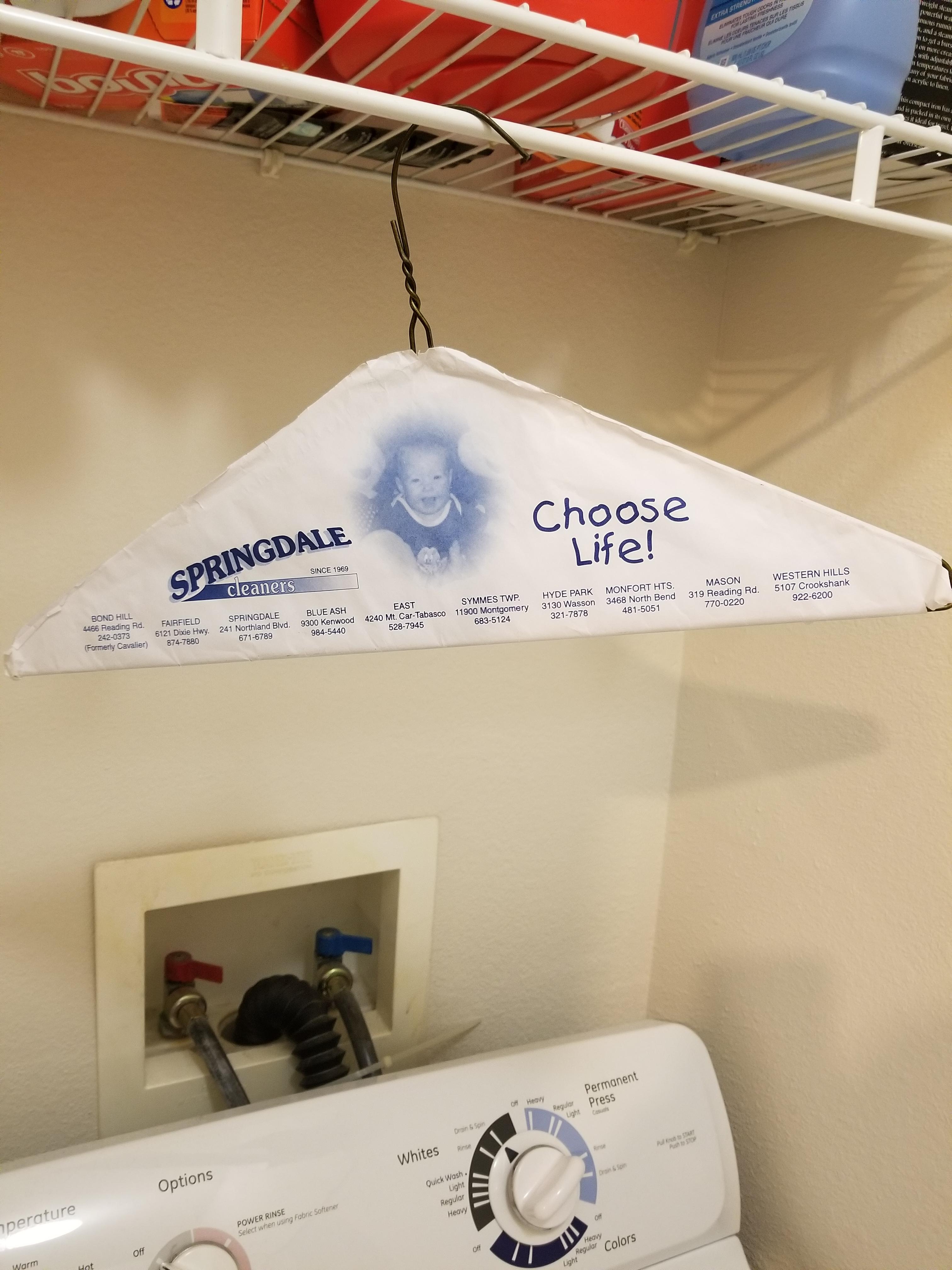 My roommate and I found this wire coat hanger when we moved into our