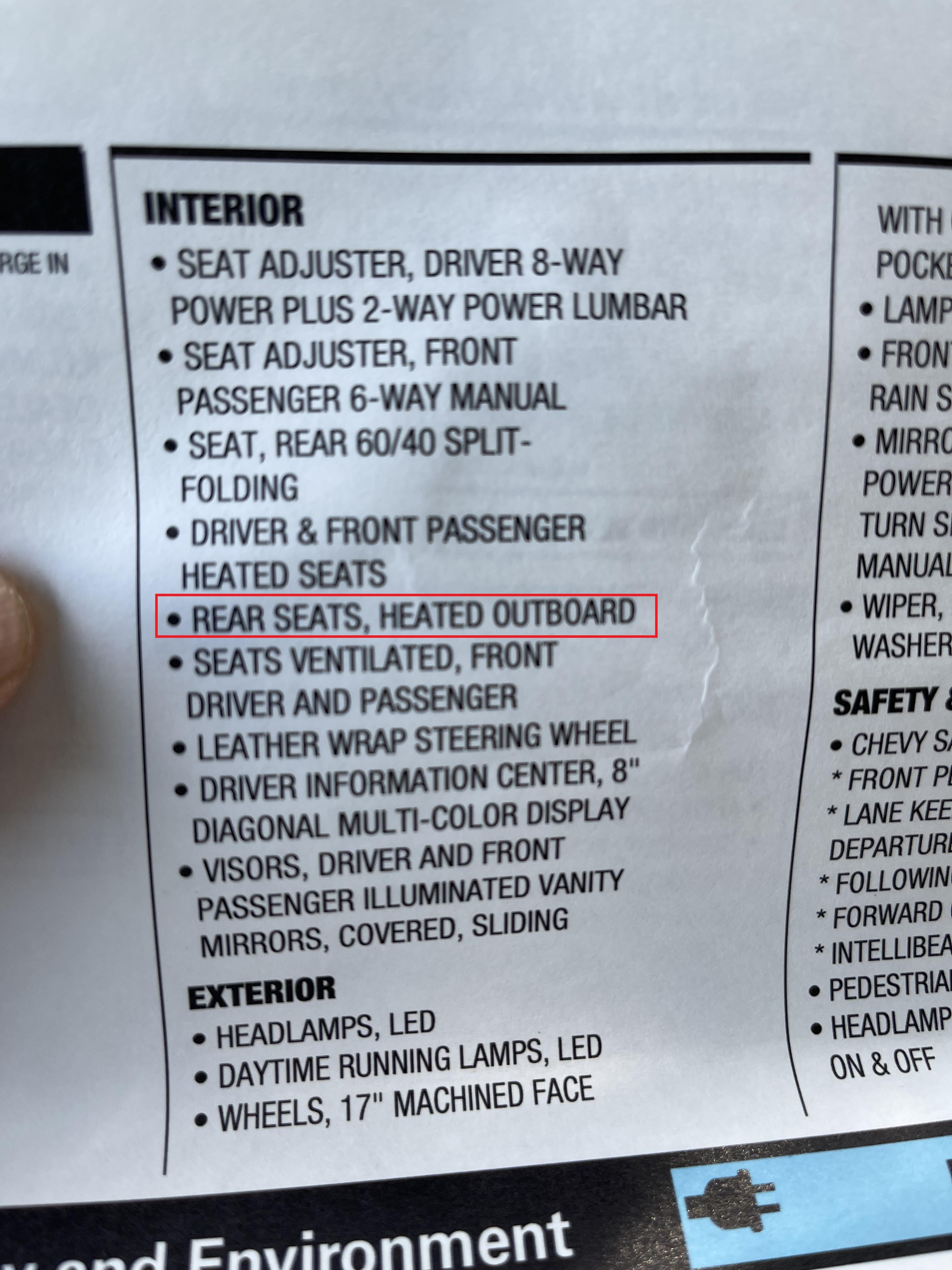 What does "heated outboard" mean on the 2023 Bolt EUV Premier? r/BoltEV