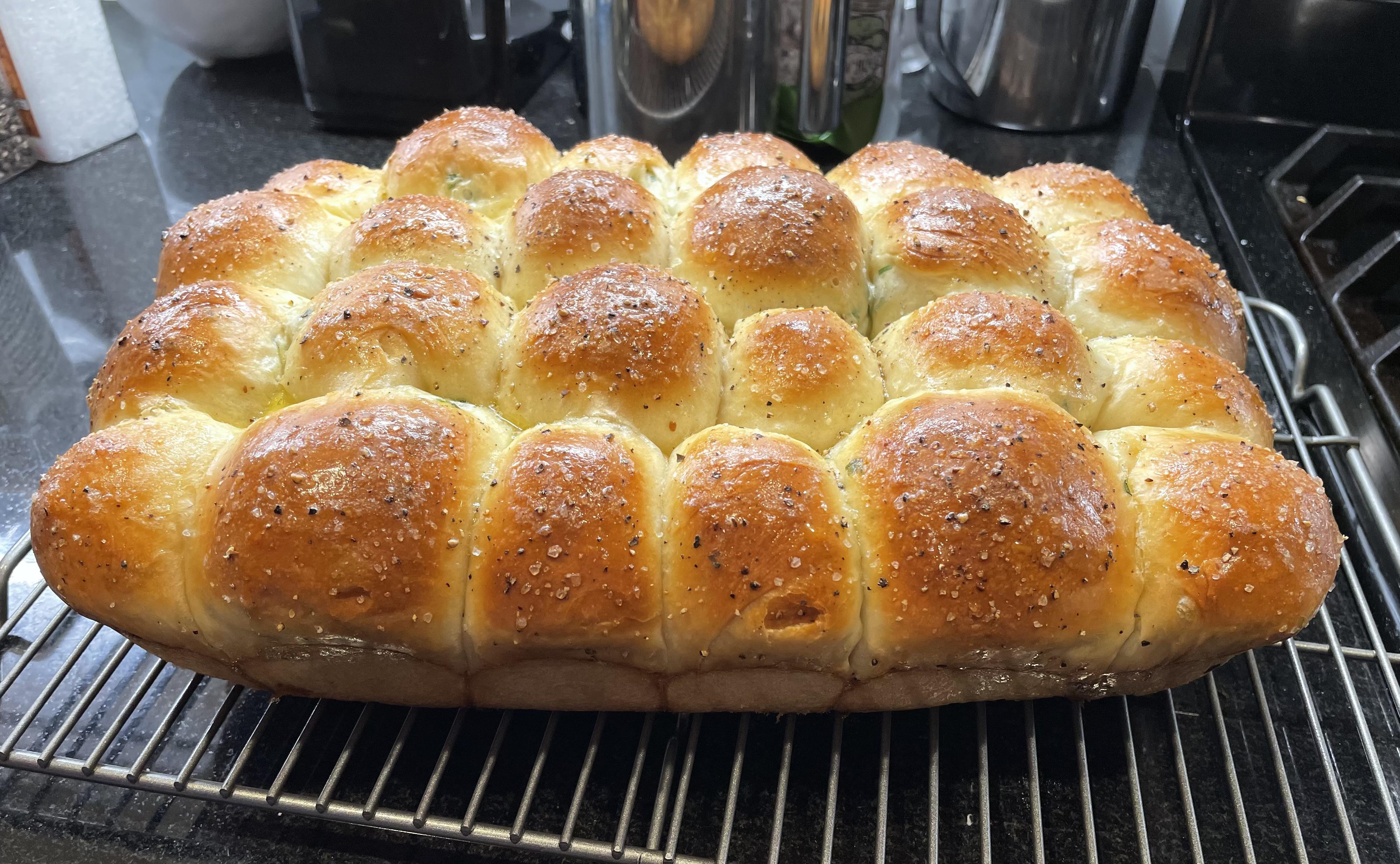Finally made the sour cream & chives pullapart rolls from Claire
