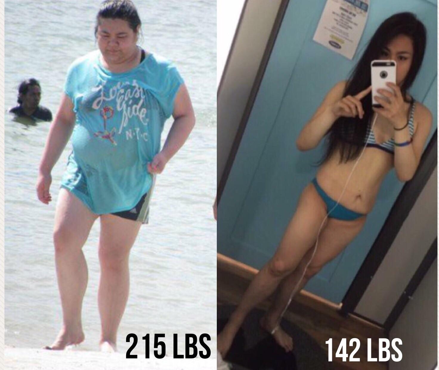 F/22/5'4" [215 lbs > 142 lbs = 73 lbs] This has been the biggest