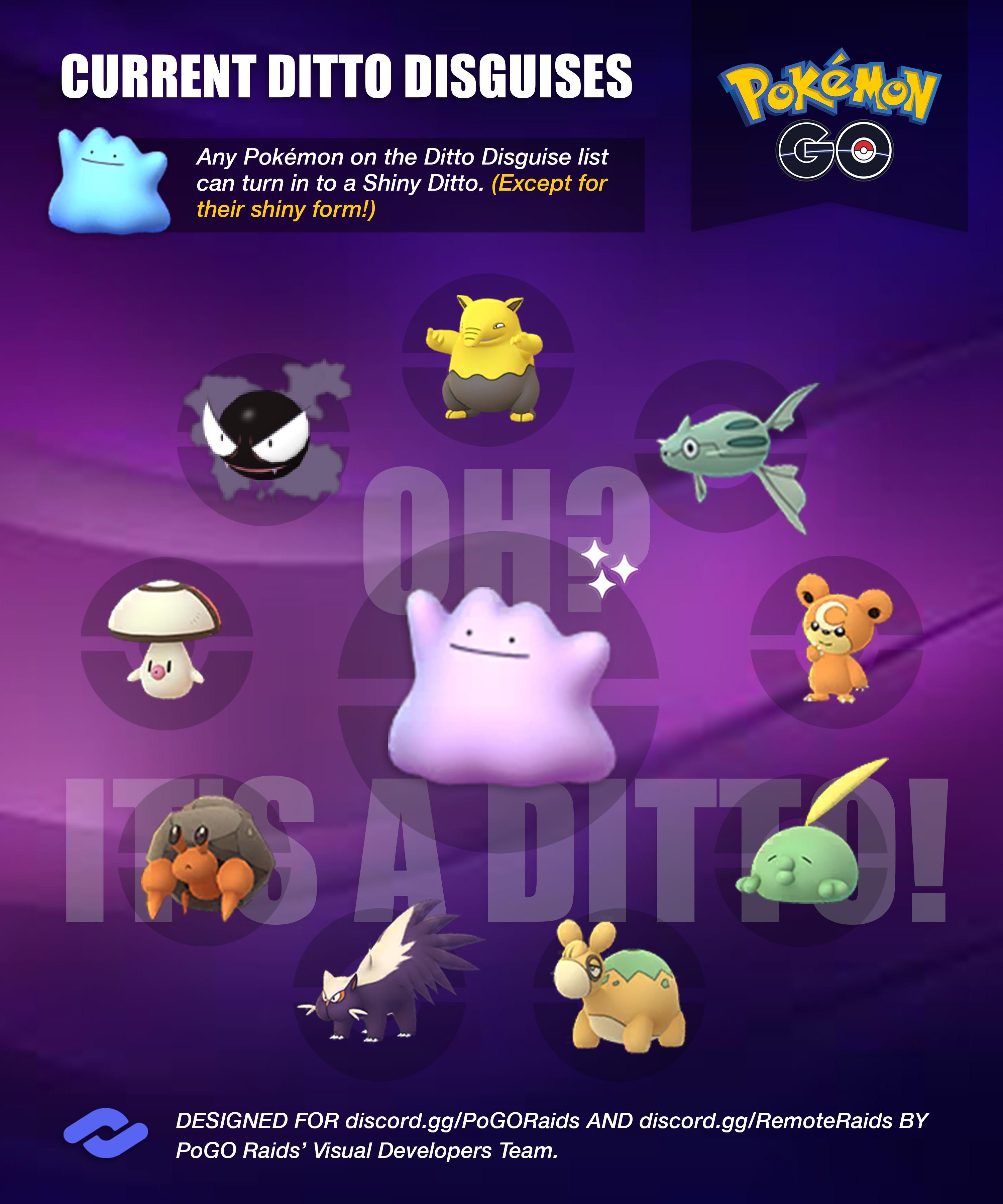 Current Ditto Disguises : r/pokemongo